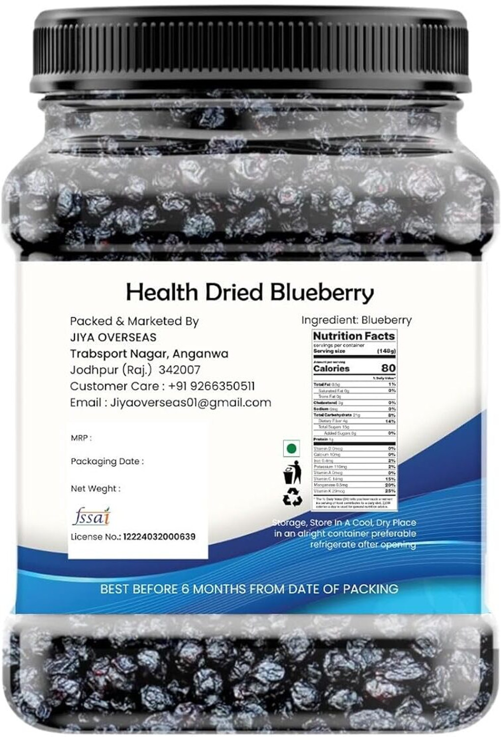 Image of Marwar Bites Naturally Sweet & Delicious Premium Dried Blueberries Healthy Dry Fruit For Gift Blueberry