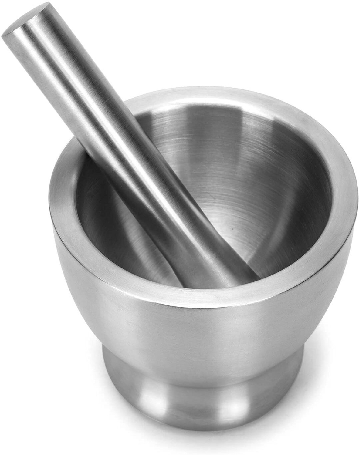 Image of ALEX INDIA MARKETING Stainless Steel Mortar & Pestle Set | Heavy Duty Khalbatta with Lid Stainless Steel Masher