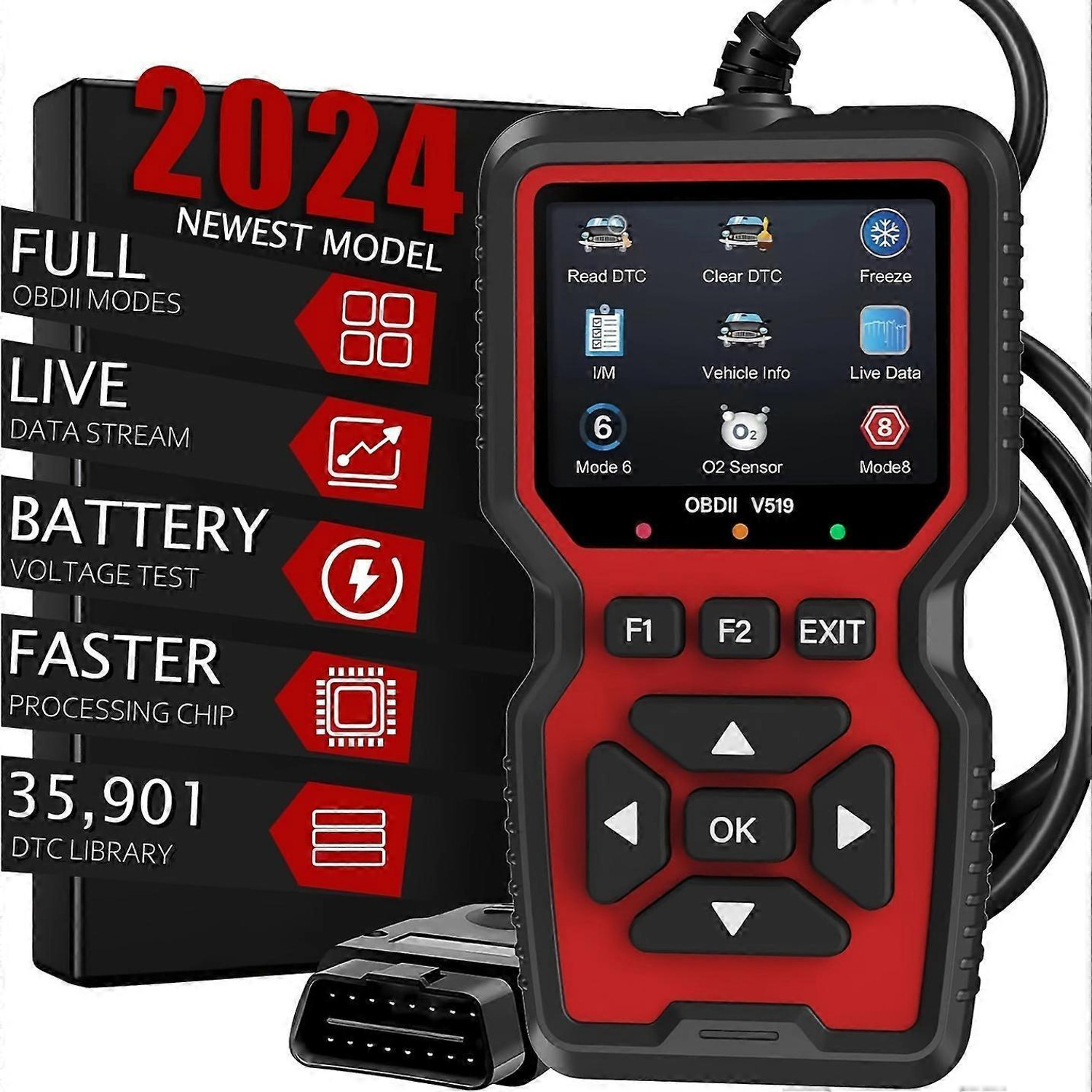 Image of Xsentuals OBDKING V519 OBD Scanner & 21-Cord E20 Updated OBD2 Cable | BS6 BS7 Obd Tool OBD Interface