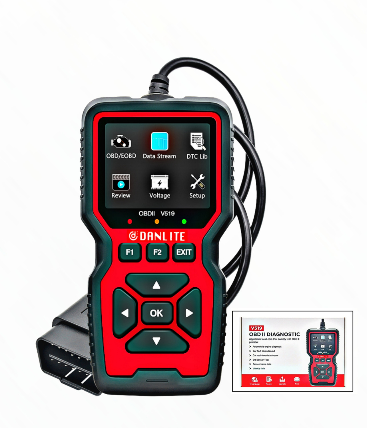 Image of DANLITE TOOLS AND TECHNICIAN Universal V519 OBD2 Scanner | Car Diagnostic Engine Code Reader OBD Reader