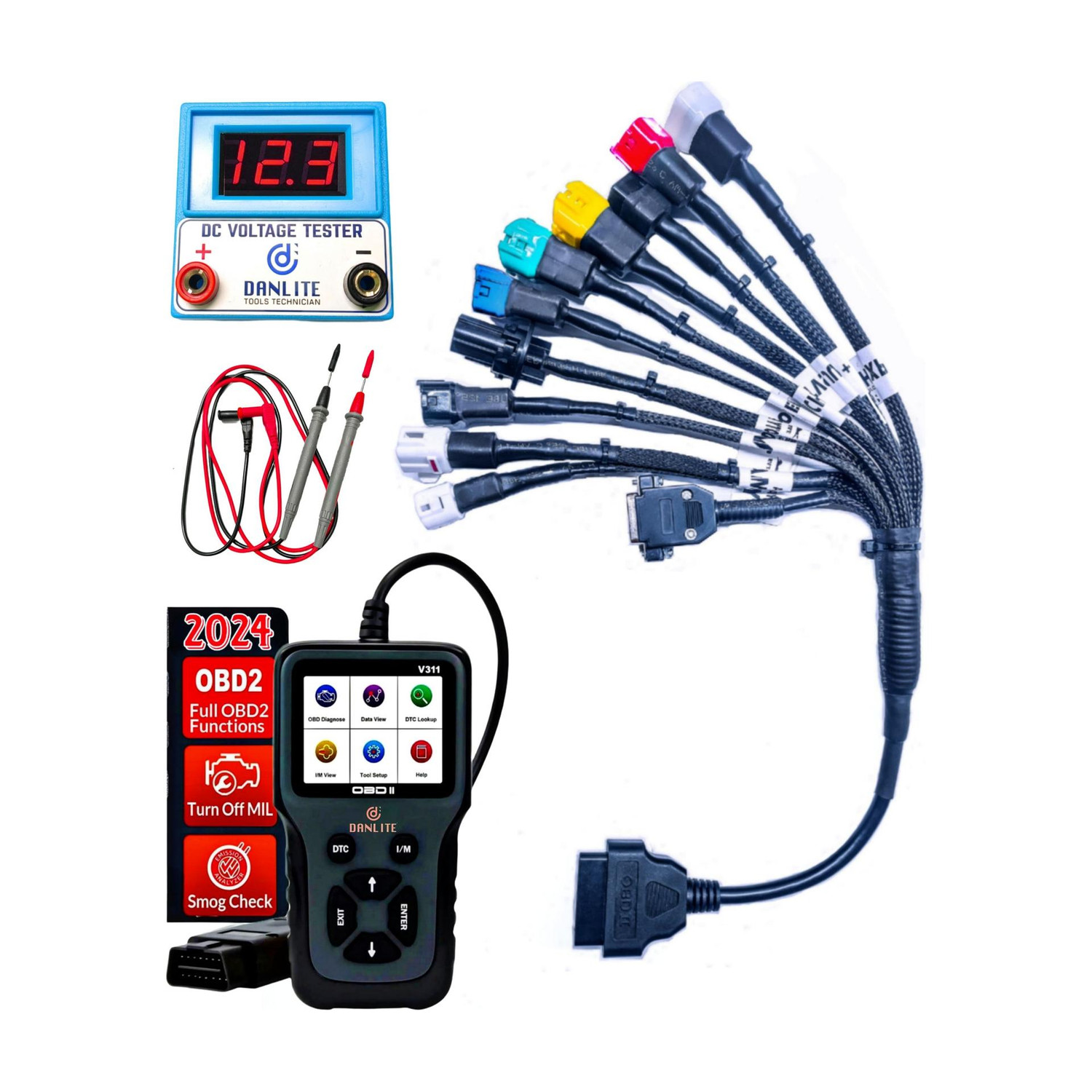 Image of DANLITE TOOLS AND TECHNICIAN V311 Scanner and All BS6 Bike Universal Cable Free Continuity Tester OBD Interface