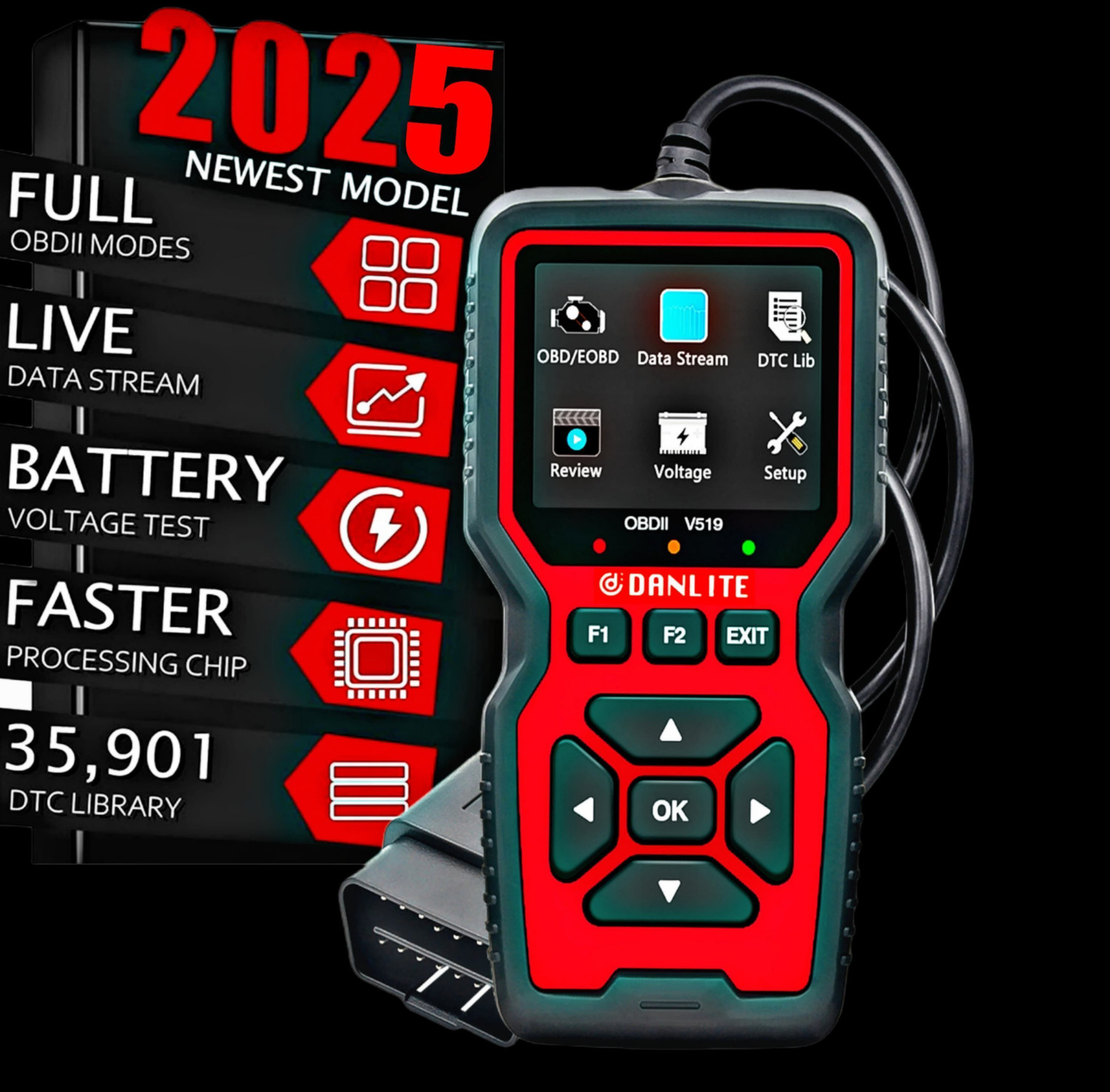 Image of Danlite Tools Technician V519 OBD-II Scanner Full Kit for BS6 BS7 Bike Diagnostics OBD Reader