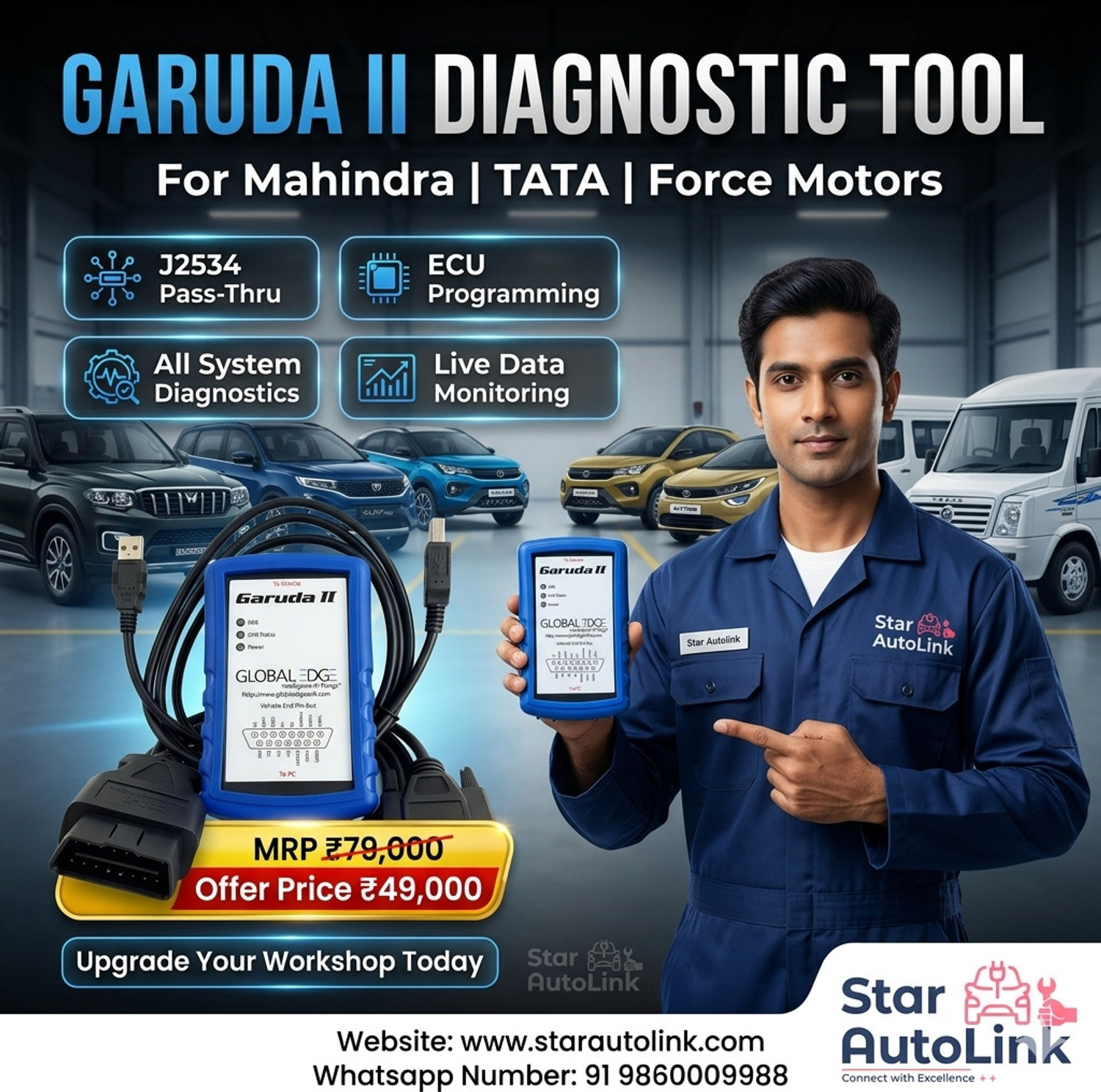 Image of StarautoLink Garuda II Professional OBD Diagnostic Tool for Commercial Vehicles OBD Reader
