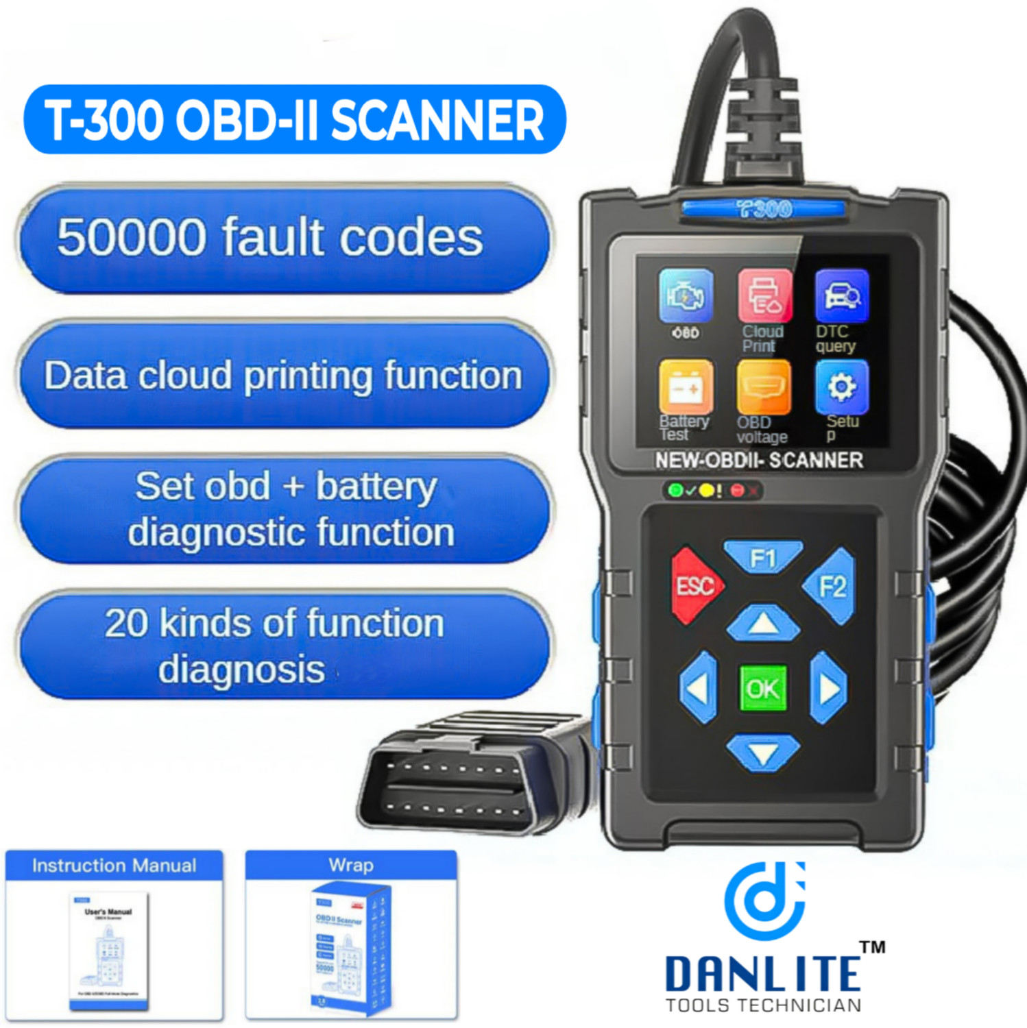 Image of Danlite T300 Bike OBD-II Scanner BS6 BS7 Updated Version OBD Reader