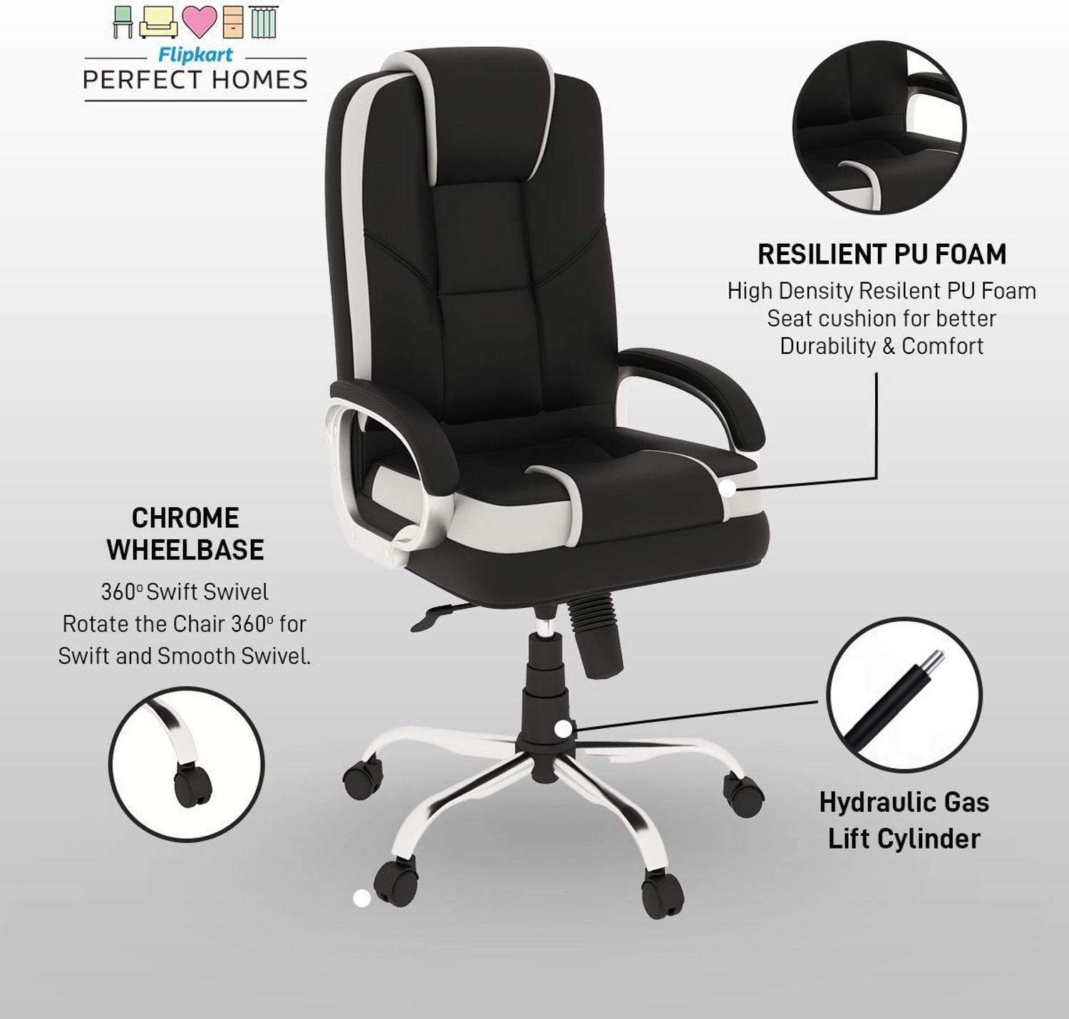 Image of Flipkart Perfect Homes Opulon High Back Leatherette Office Executive Chair Leatherette Office Executive Chair