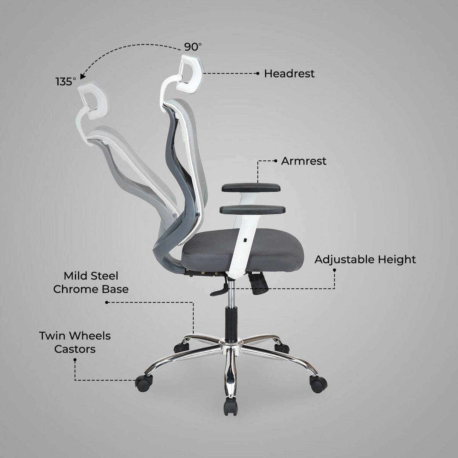 Nilkamal Verona High Back Office Chair Silver - Image 2