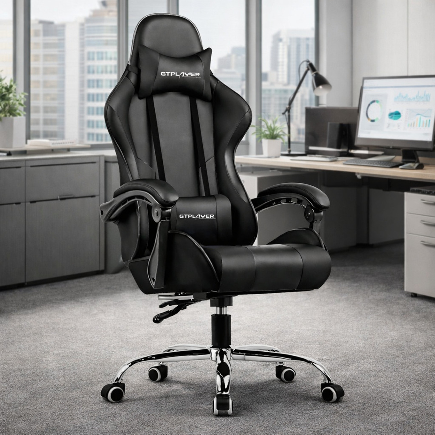Image of GTPLAYER #1USA Multi-Functional Ergonomic Leatherette Office Adjustable Arm Chair