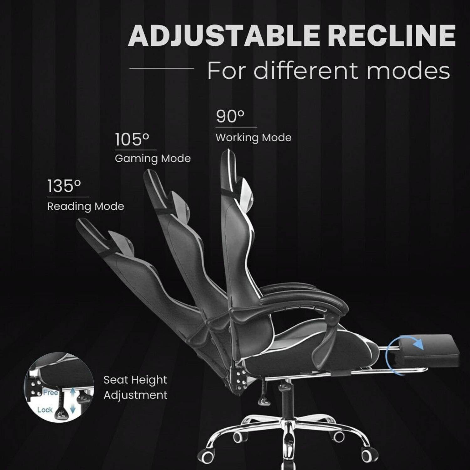 GTPLAYER Leatherette Office Adjustable Arm Chair Black - Image 3