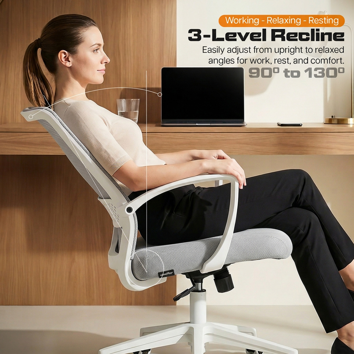 Image of Drogo Ergonomic Computer Office Chair for Work from Home, High Back Rocking Breathable Mesh Office Executive Chair