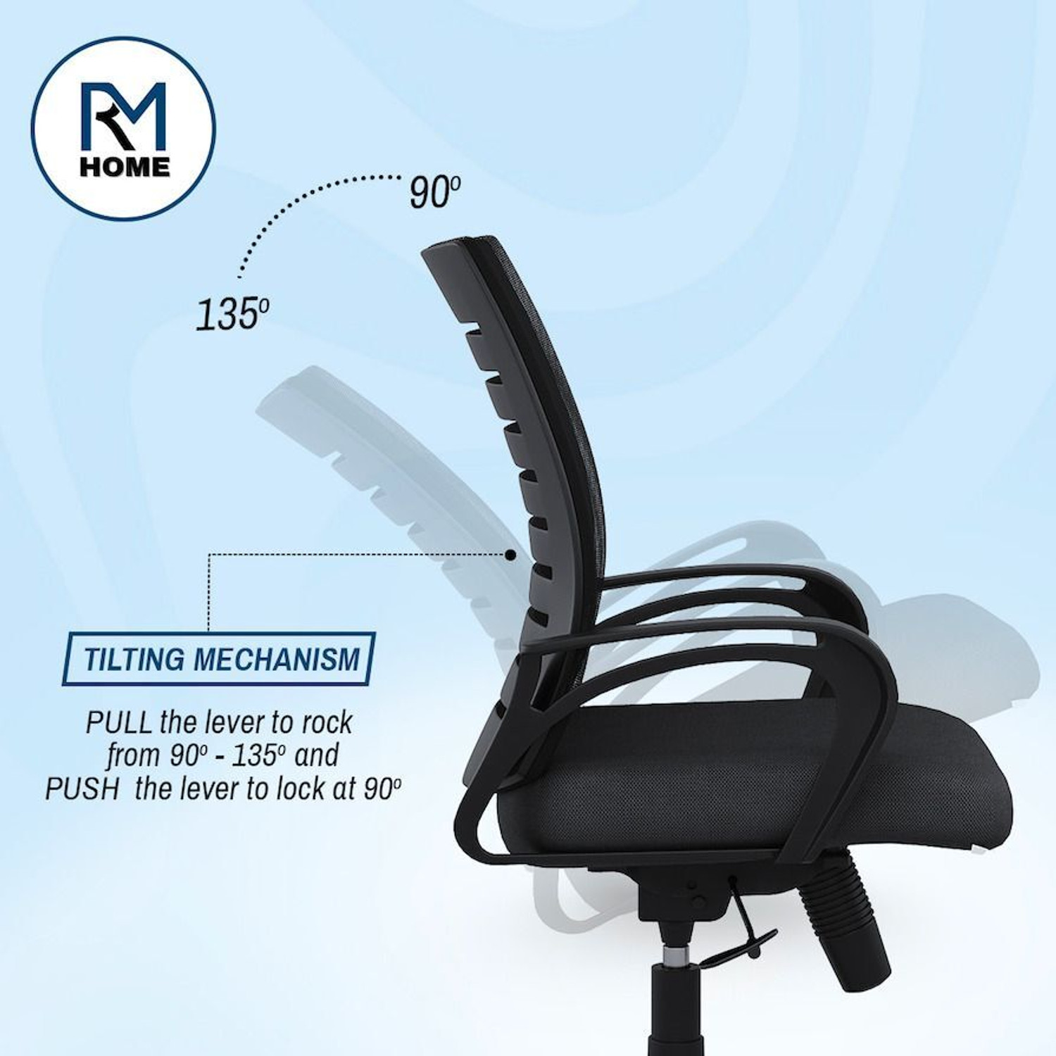 Image of RM HOME Tivra Mid Back Fabric Office Executive Chair
