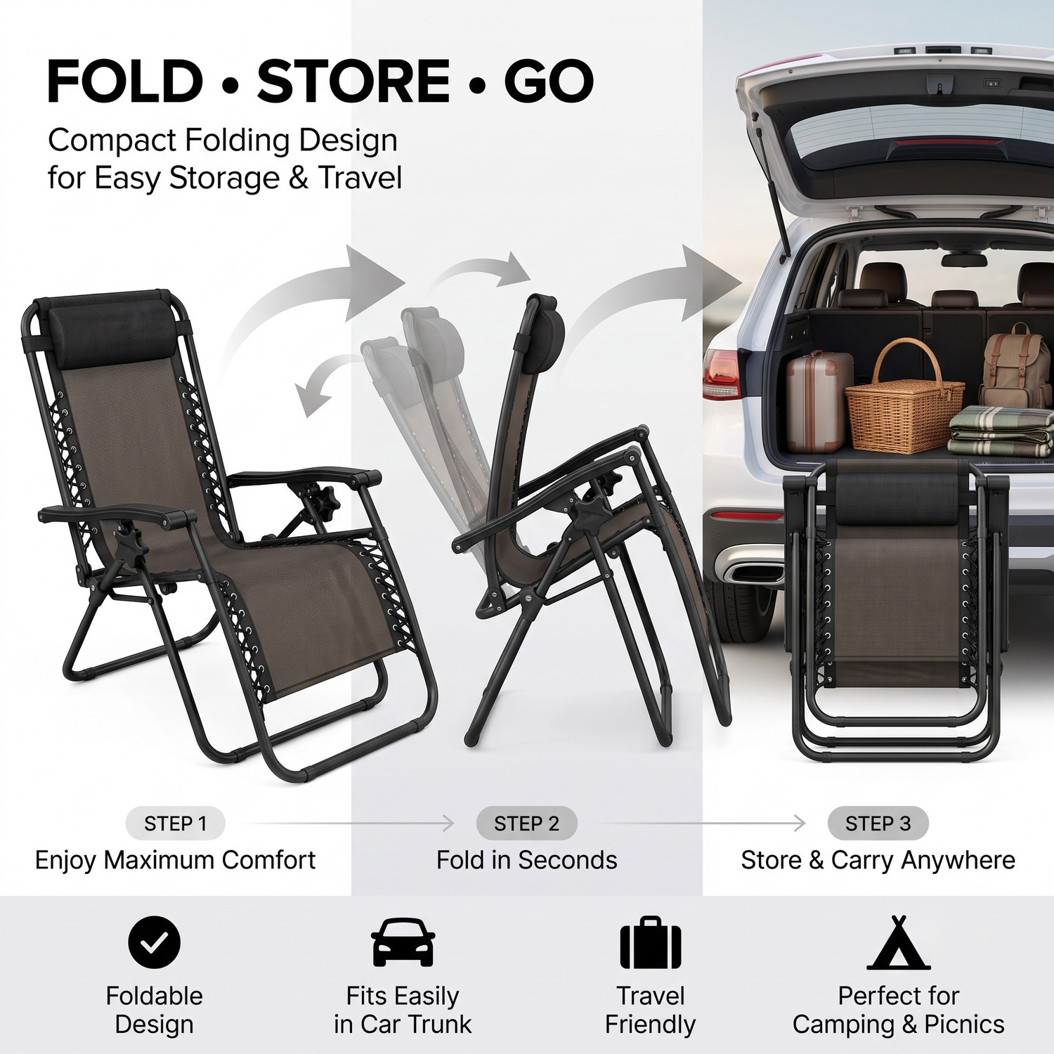 Image of softland Solace Zero Gravity Chair For Lounge,Easy Chair for Lawn Portable and Foldable Metal Outdoor Chair