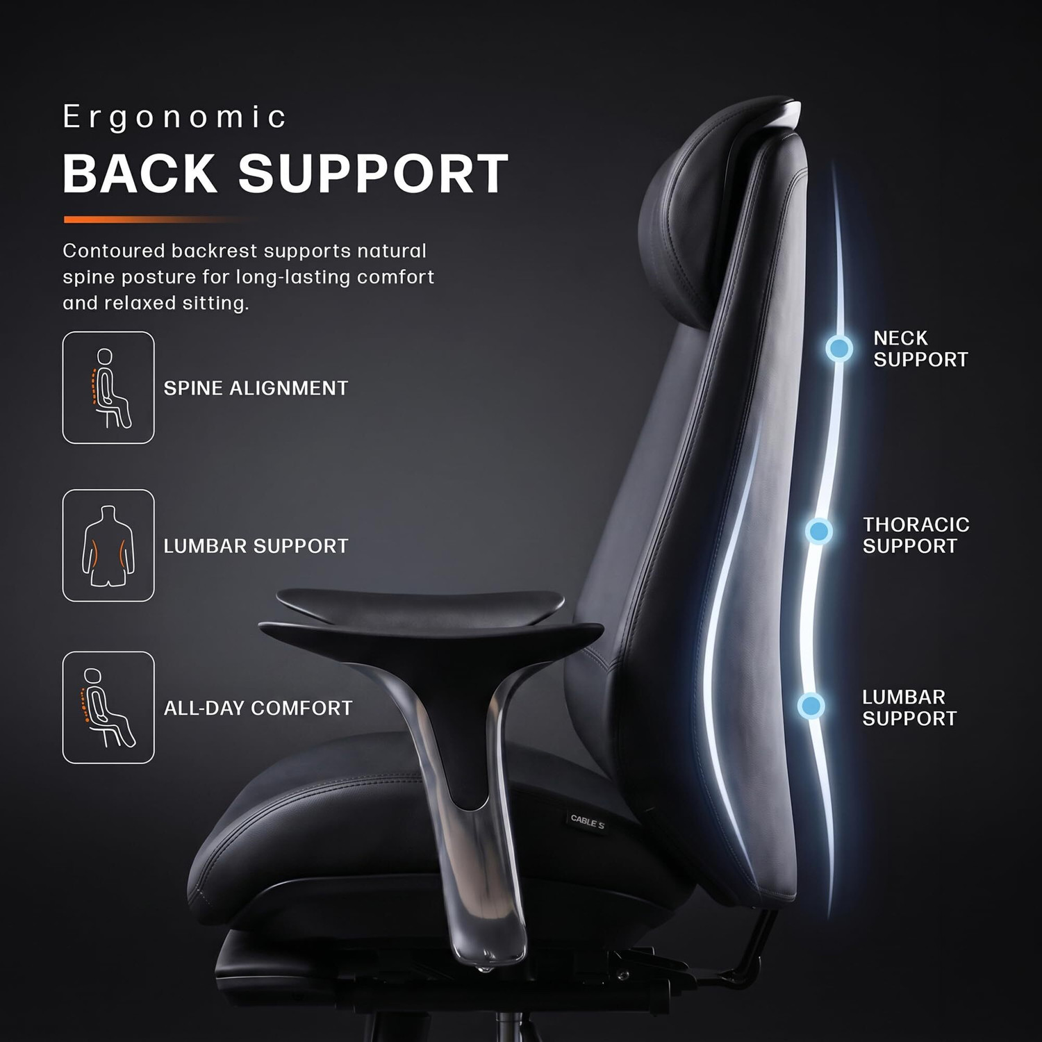 Image of Drogo Amara Ergonomic Office Chair | 135 Recline, Footrest & Semi-Silicone Leather Leatherette Office Executive Chair