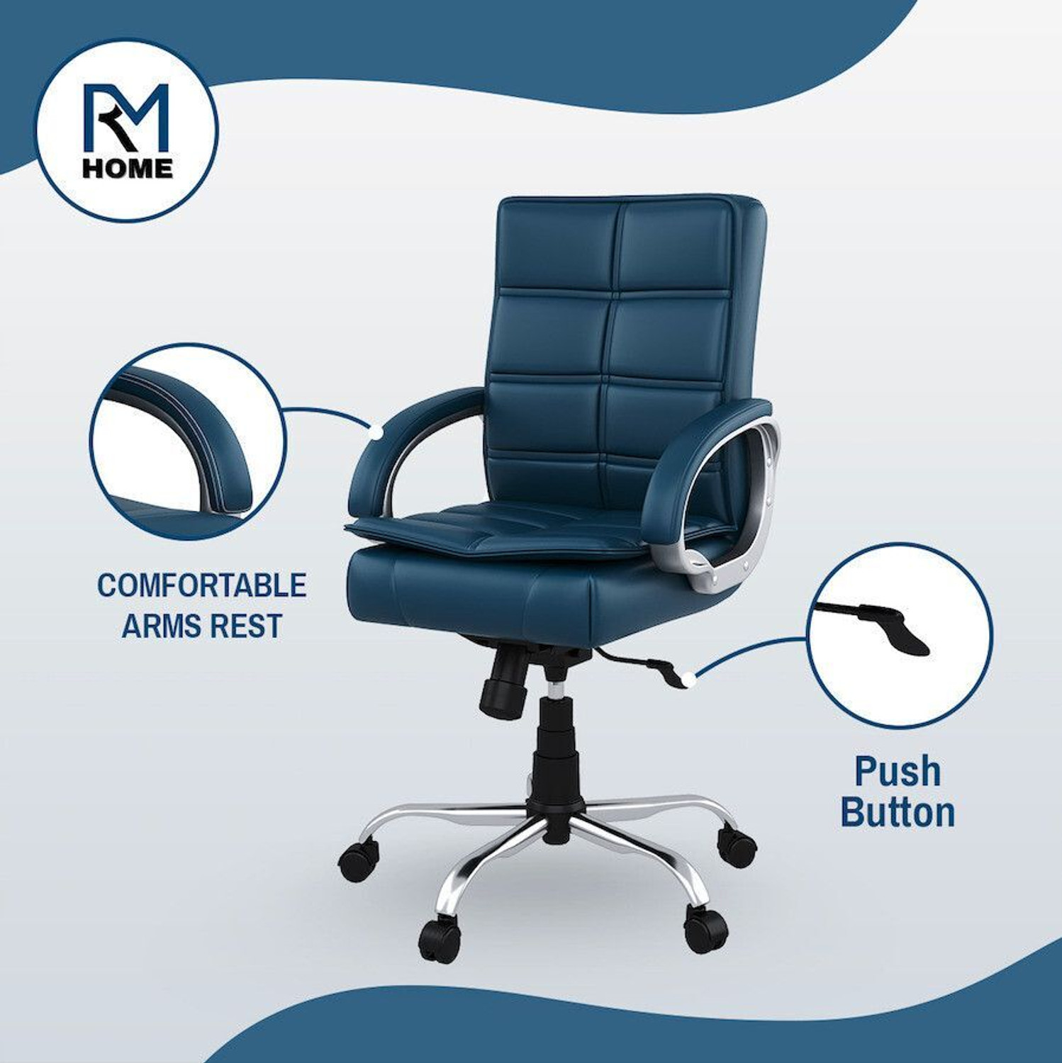 Image of RM HOME Mary Leatherette Office Arm Chair
