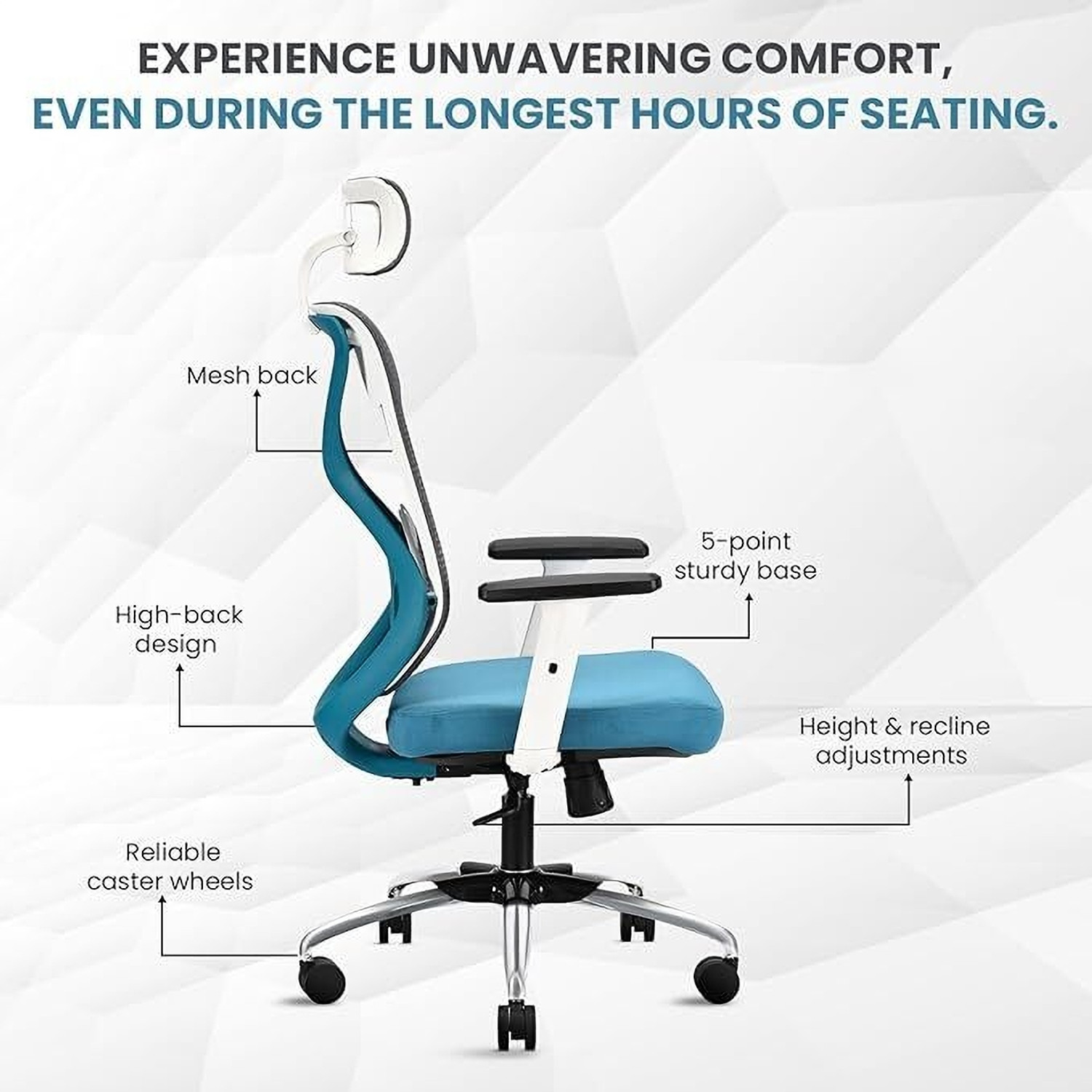 Image of IAFA Ergolux High Back Ergonomic Office Chair With Heavy Duty Metal Base Mesh Office Adjustable Arm Chair (White, Grey, Green, Optional Installation Available)