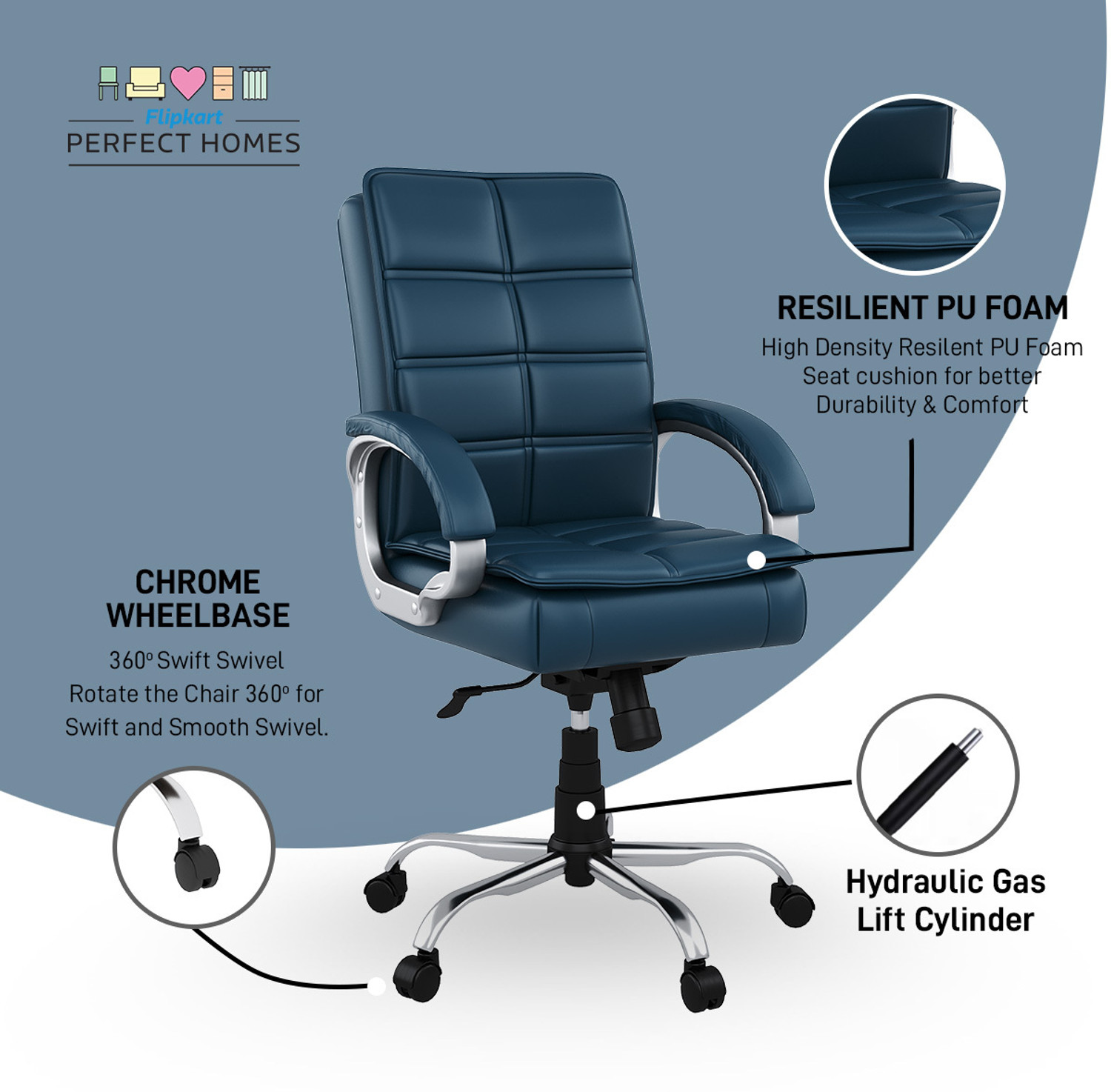 Image of Flipkart Perfect Homes LEO Leatherette Office Executive Chair