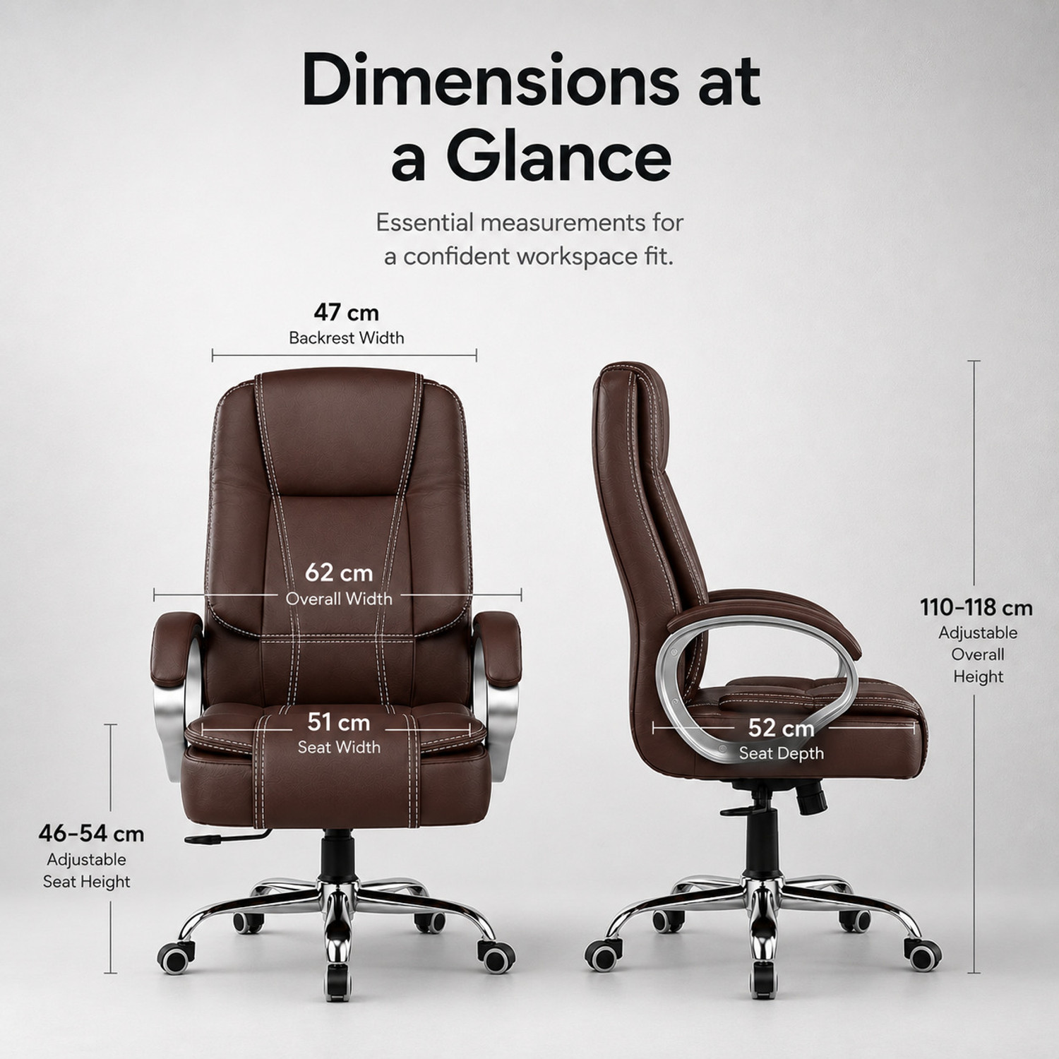 Image of SEATFIT A47 Ergonomic Leatherette Office Chair with Adjustable Height & Back Support Leatherette Office Arm Chair