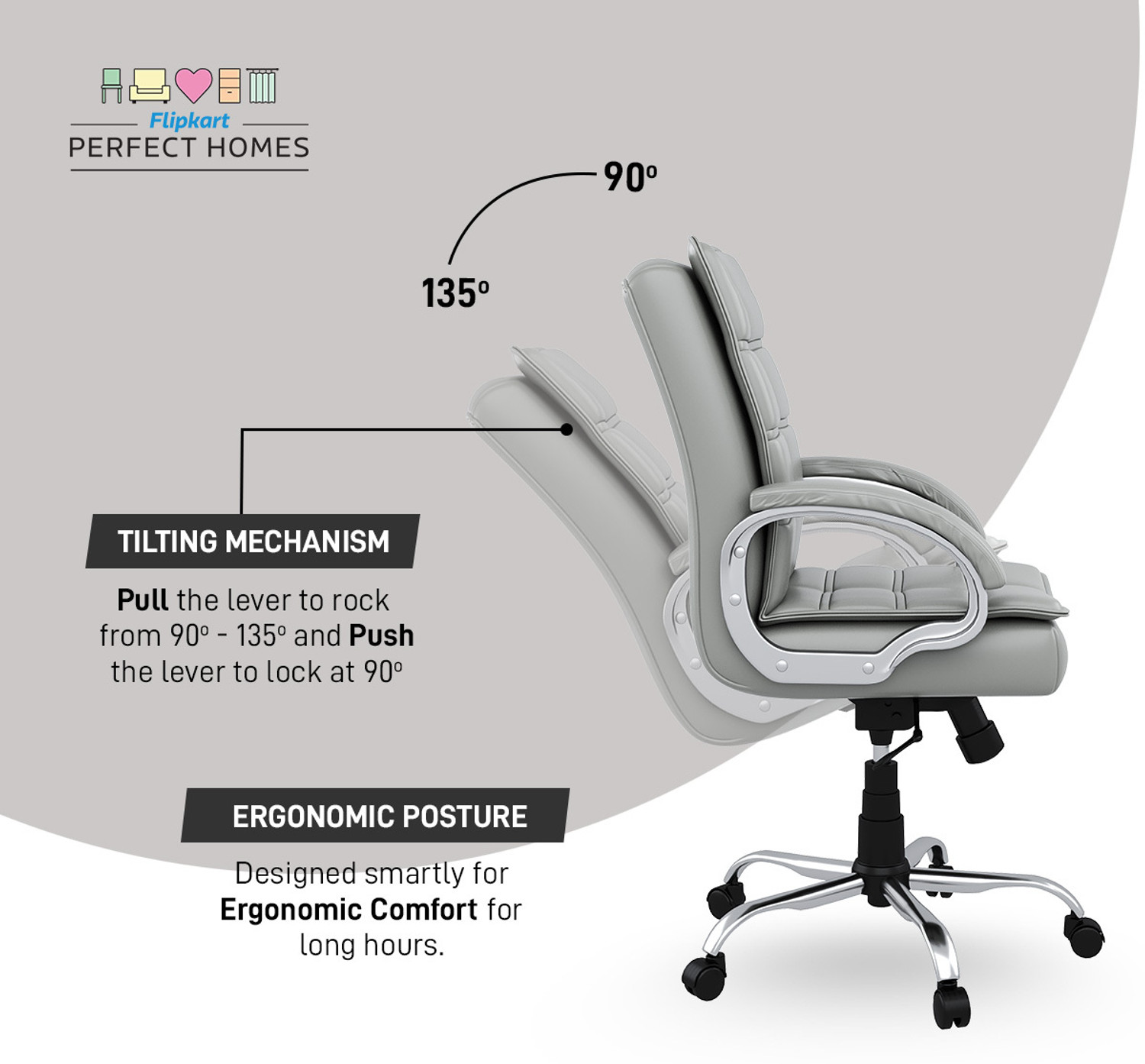 Image of Flipkart Perfect Homes LEO Leatherette Office Executive Chair