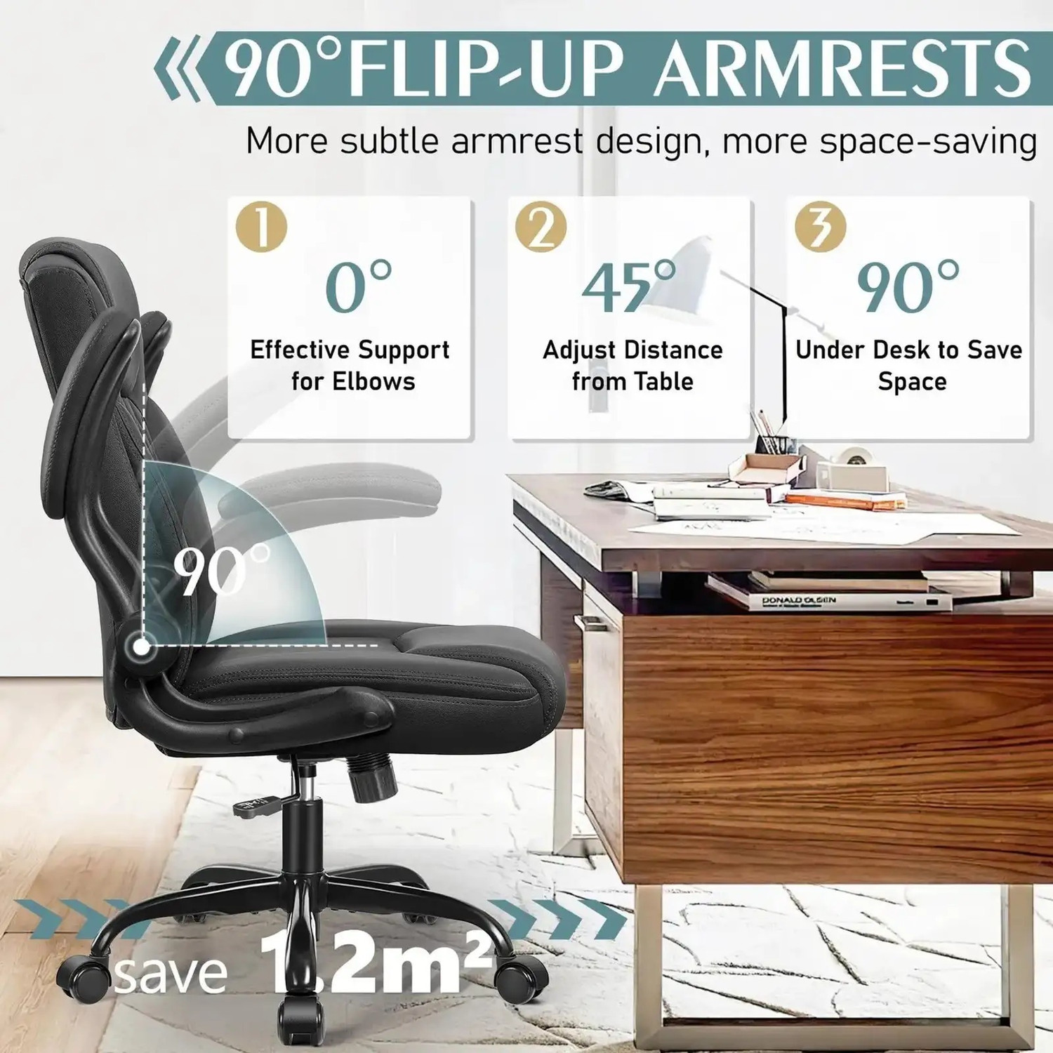 Image of Smartseat 2 Year Warranty Leather Office Chair, PU Home Computer Desk Chairs Leatherette Office Adjustable Arm Chair