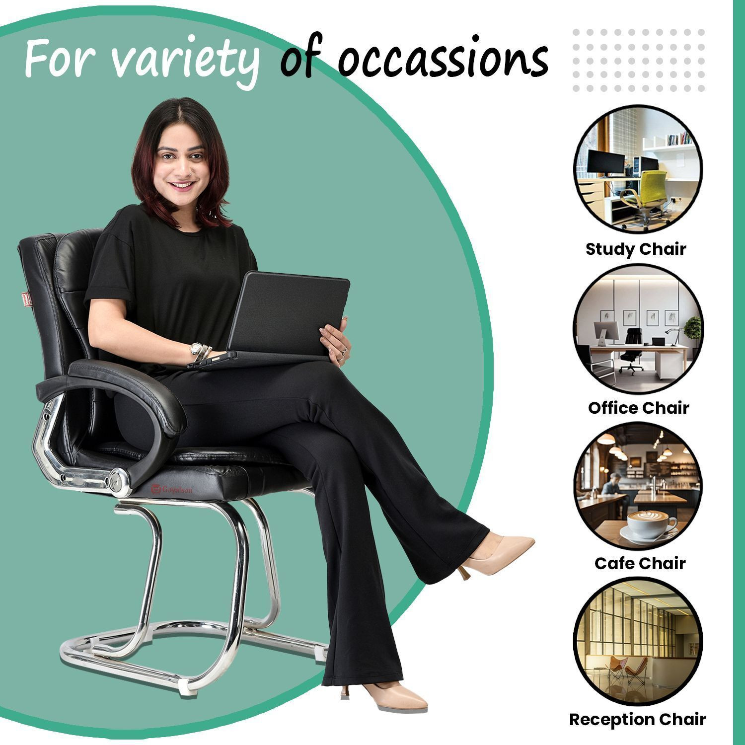Image of P P CHAIR Visitor /Study /Office Chair Director Principal Manager Heavy Duty Frame chair Leatherette Office Arm Chair