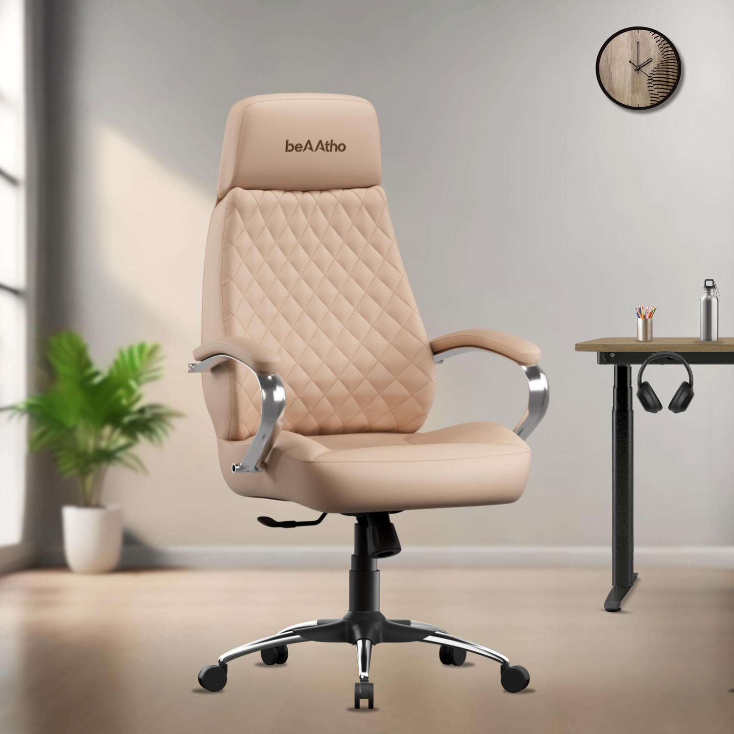 Image of beaatho Zen | High Back Revolving Chair with Integrated Lumbar Support Leatherette Office Executive Chair