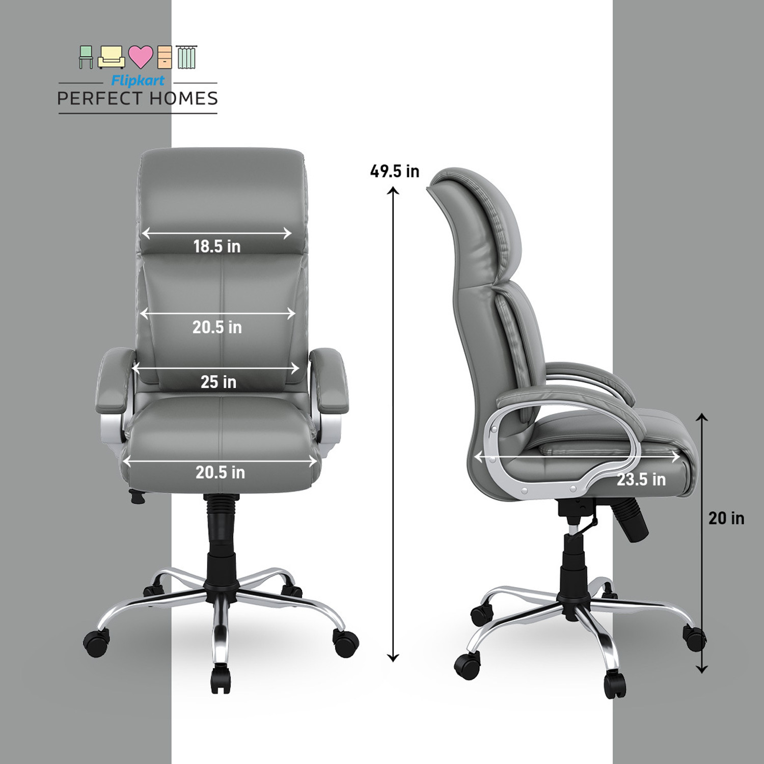 Image of Flipkart Perfect Homes Henry Split Leather Office Adjustable Arm Chair