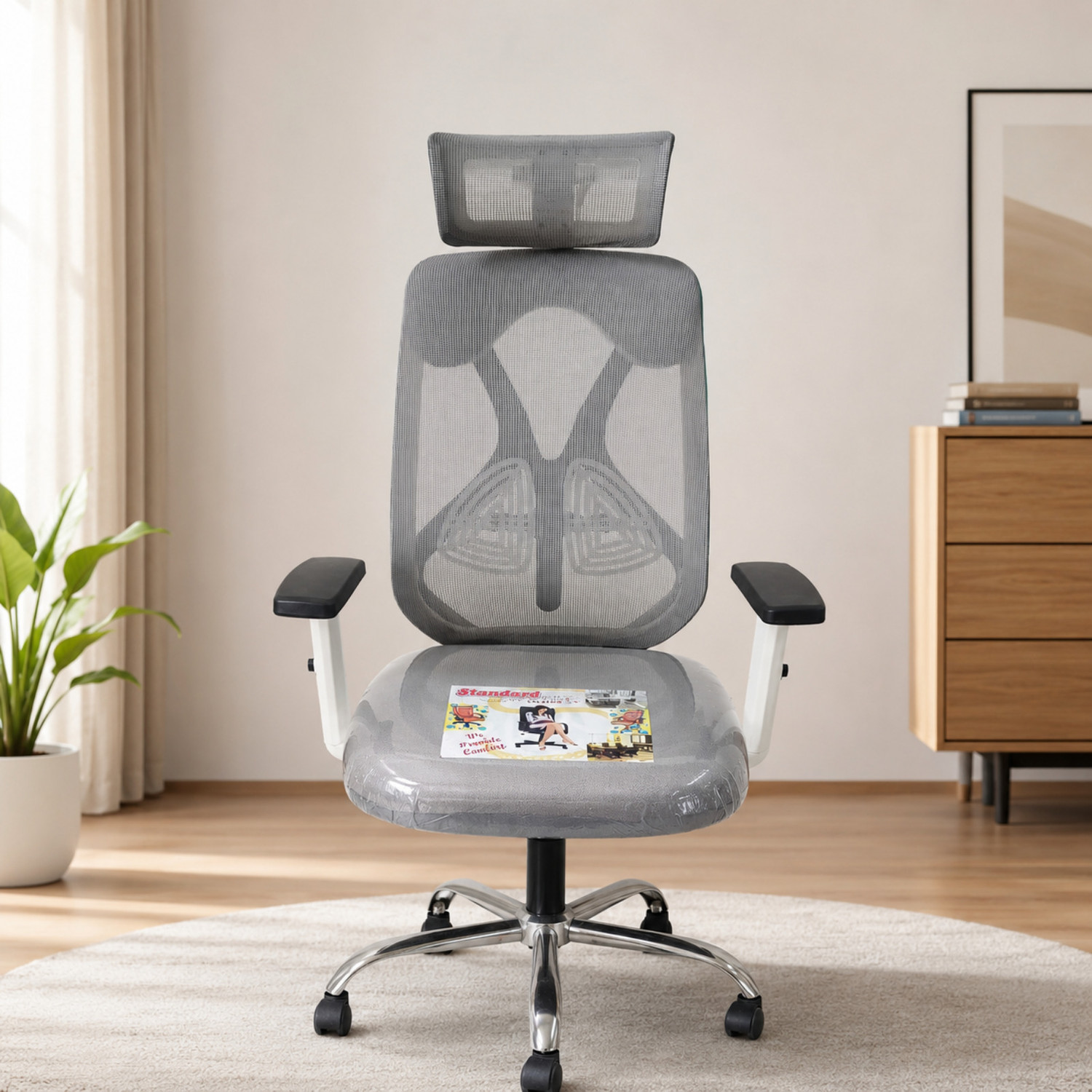 Image of KHUSSH Cotton, Cotton Blend Office Adjustable Arm Chair