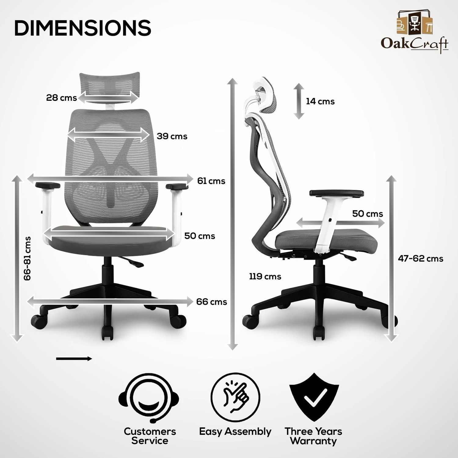 Image of Oakcraft Mesh Office Adjustable Arm Chair