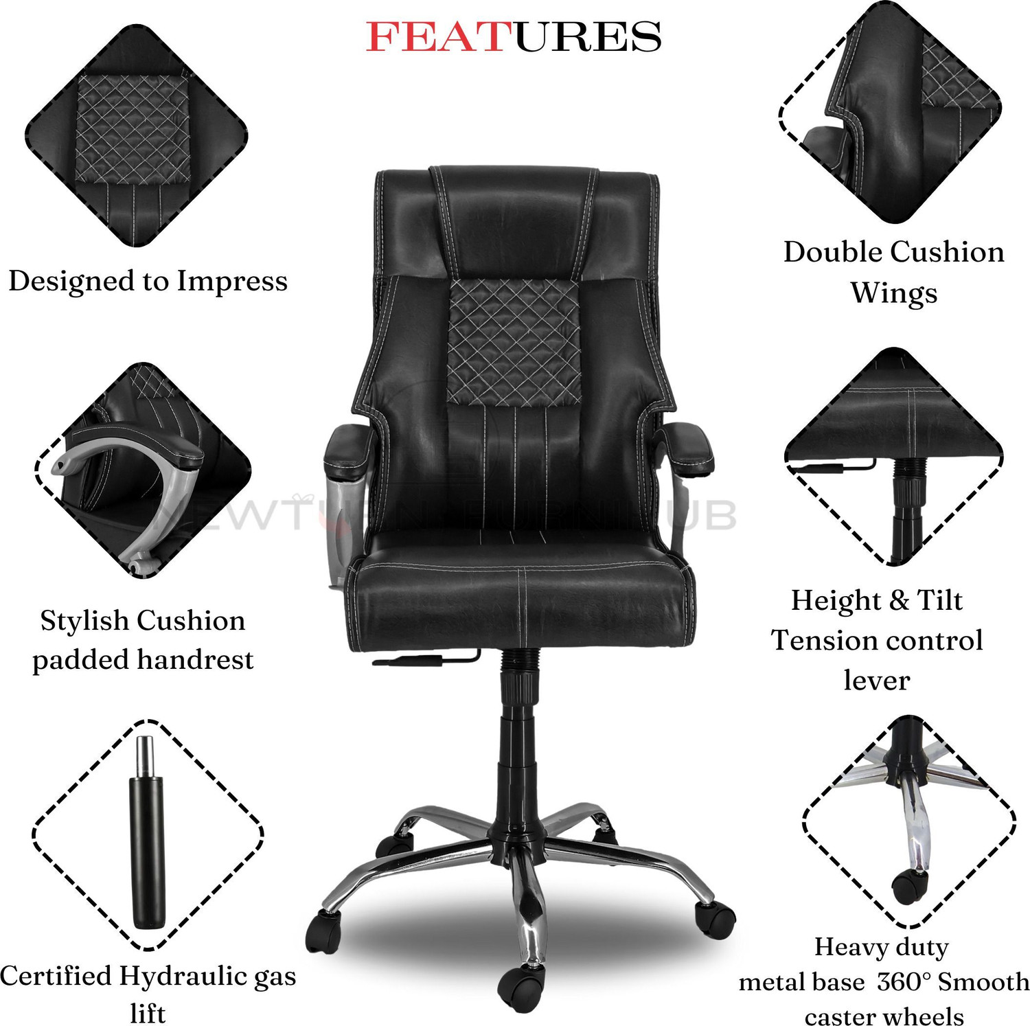 Image of CLASSELA premium leatherette ergonomic Boss revolving office chair with 2 years Warranty Leatherette Office Executive Chair