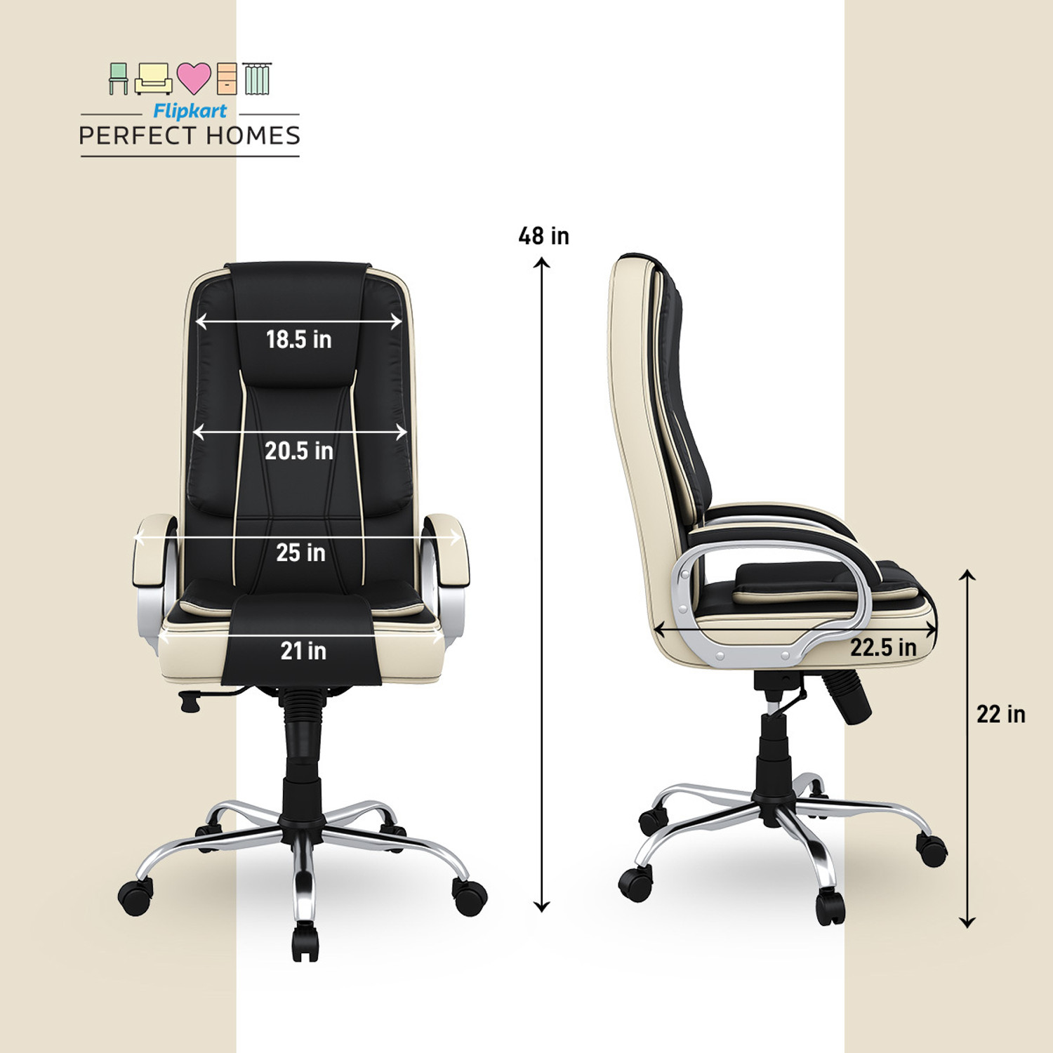 Image of Flipkart Perfect Homes Ezra Split Leather Office Adjustable Arm Chair