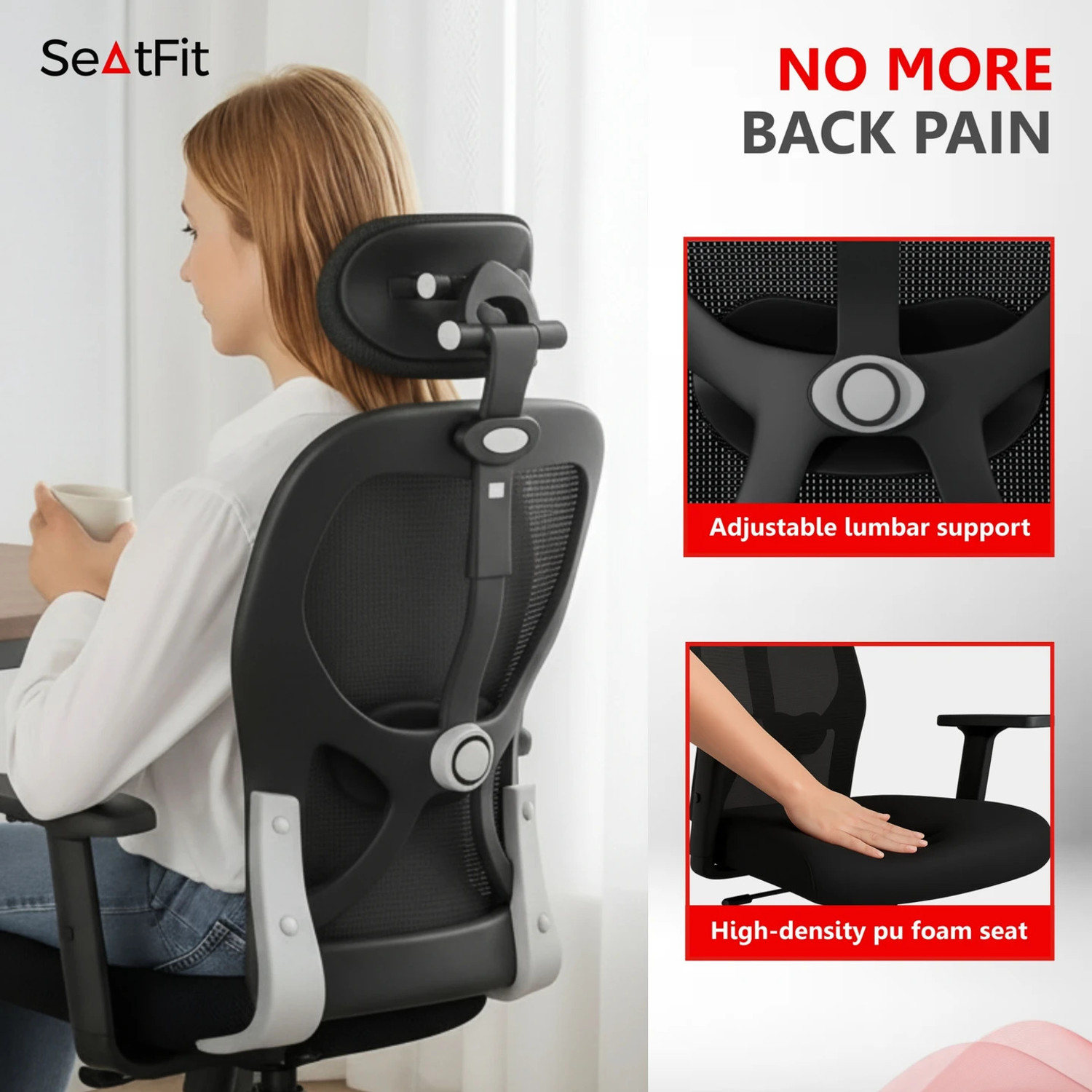 Image of SEATFIT Mesh Office Adjustable Arm Chair