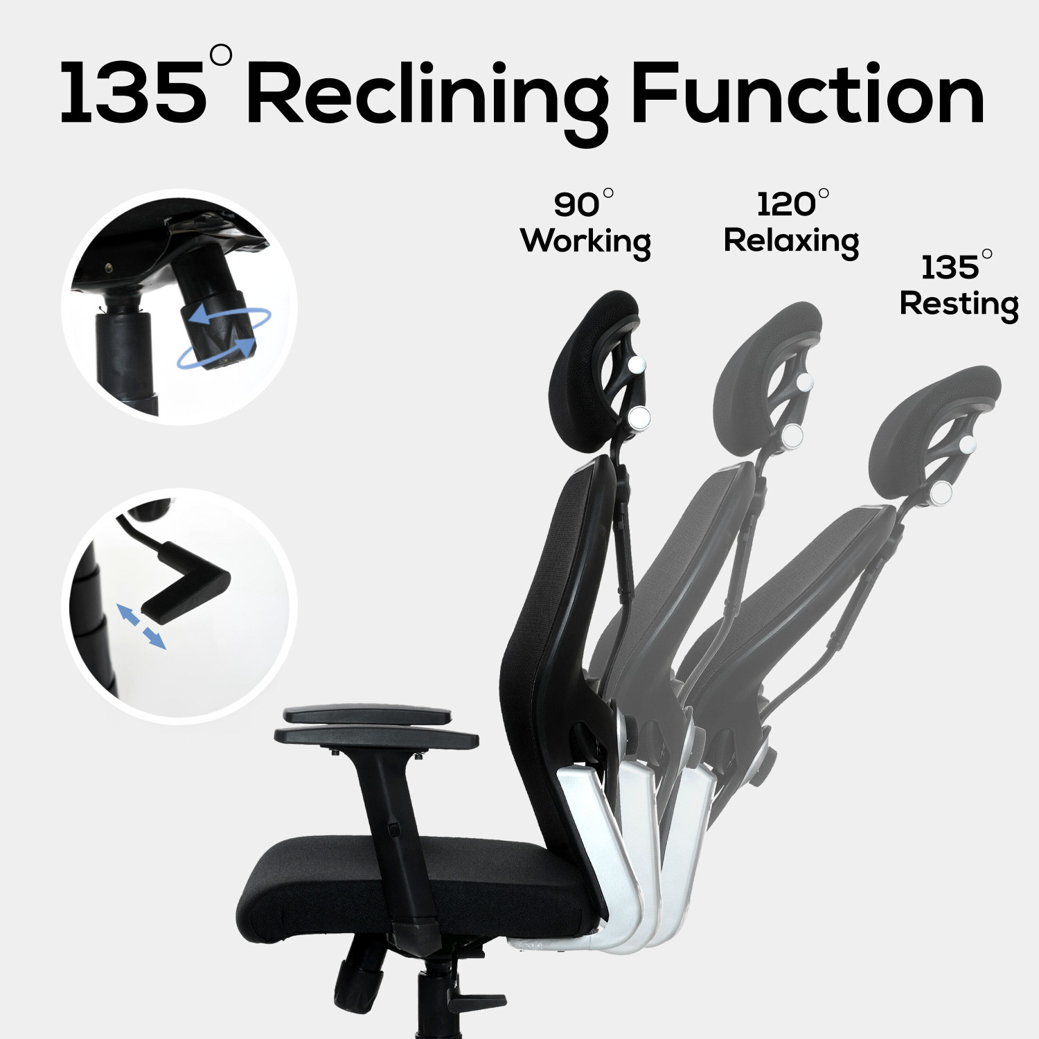 Image of Comfort Mantra Venus High Back Ergonomic Office Chair with Dynamic Lumbar Fabric Office Adjustable Arm Chair