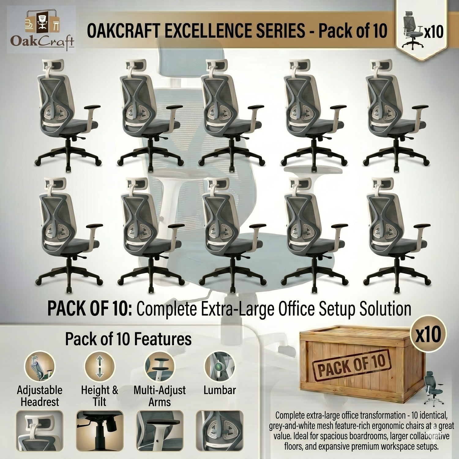 Image of Oakcraft Mesh Office Adjustable Arm Chair