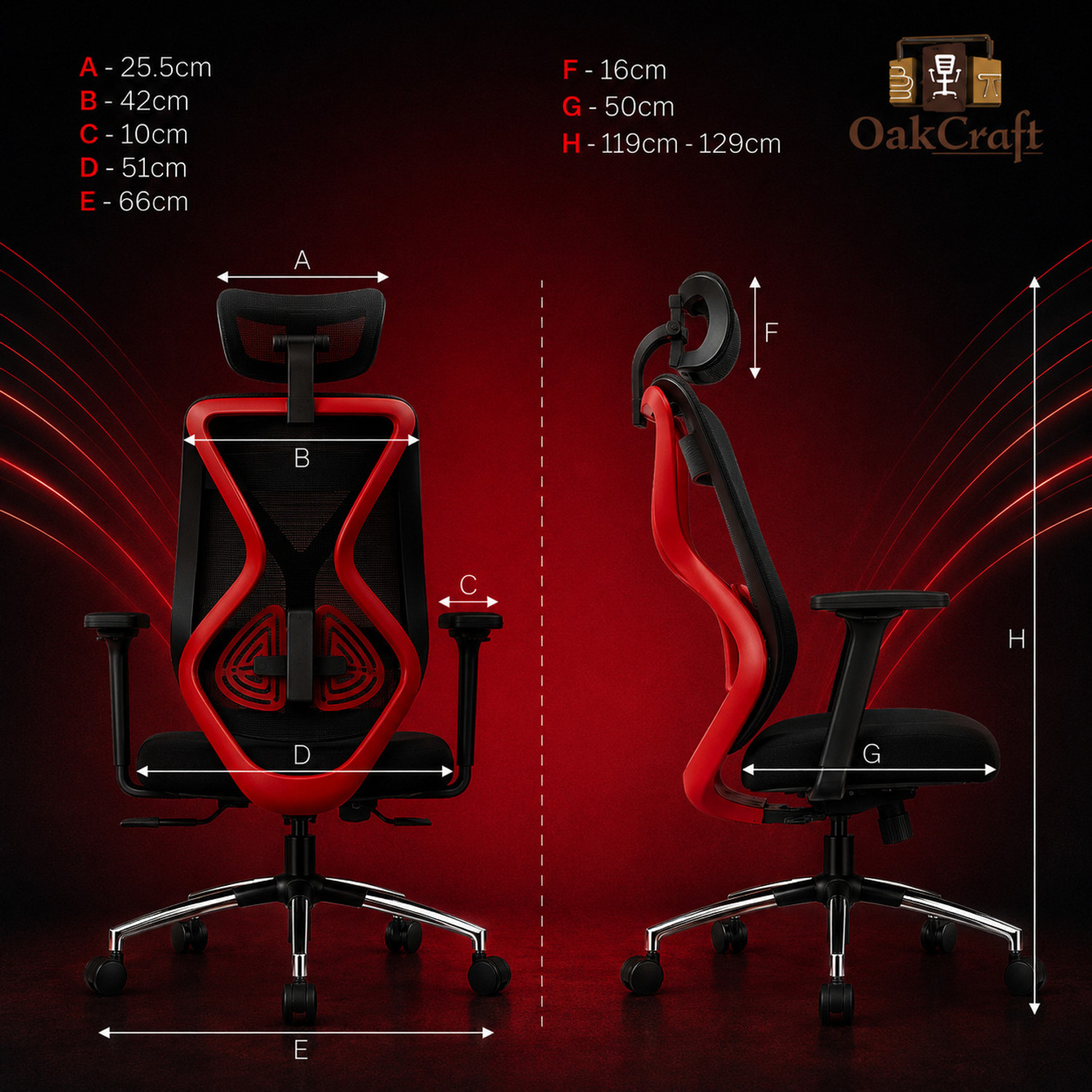 Image of Oakcraft Mesh Office Adjustable Arm Chair