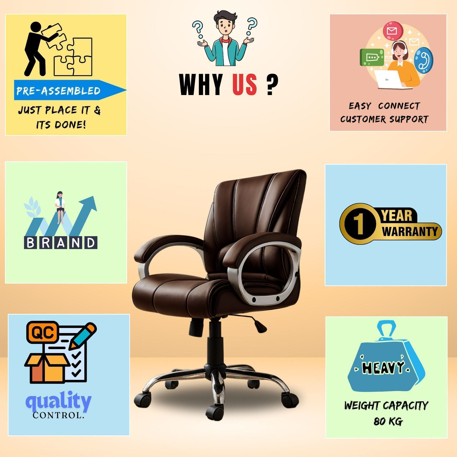 Image of zidle Aplha revolving chair Leatherette Office Adjustable Arm Chair