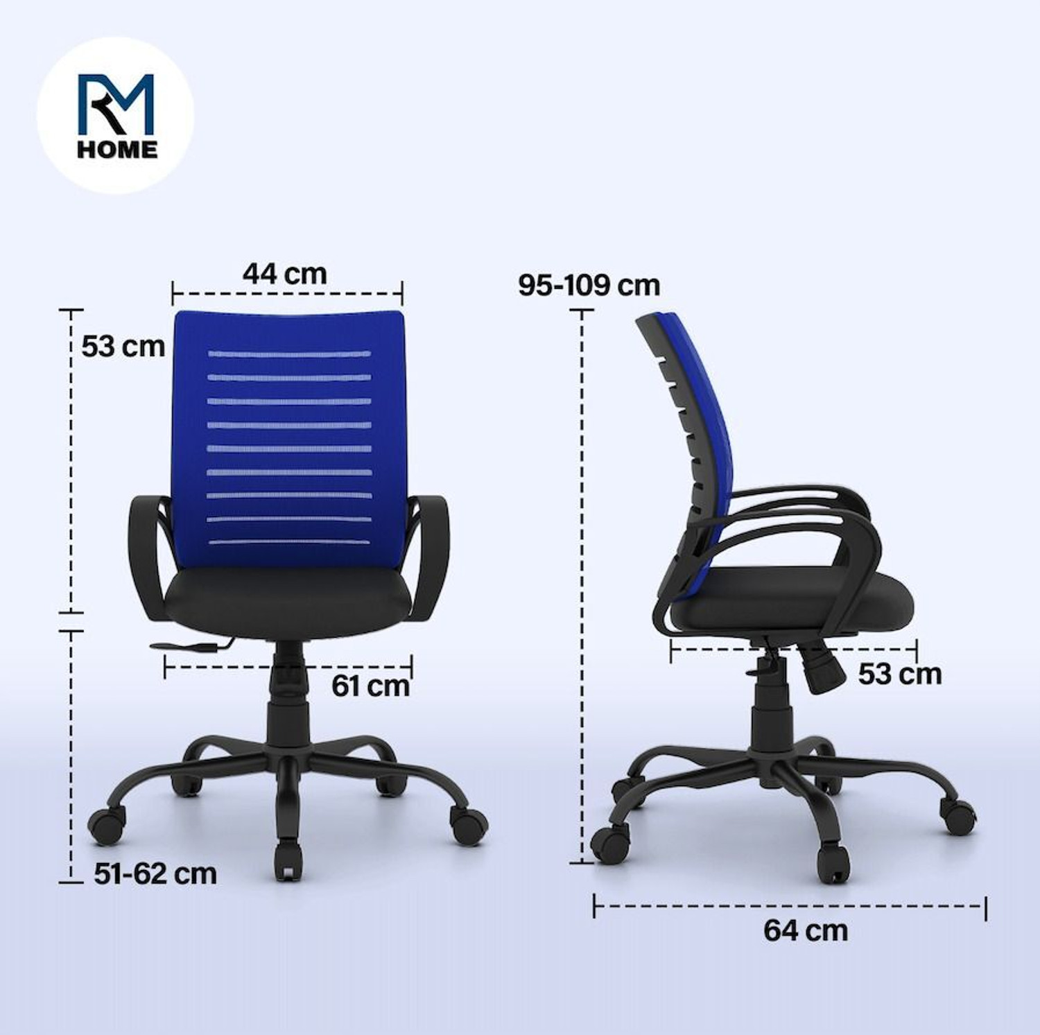 Image of RM HOME Tivra Mid Back Fabric Office Executive Chair