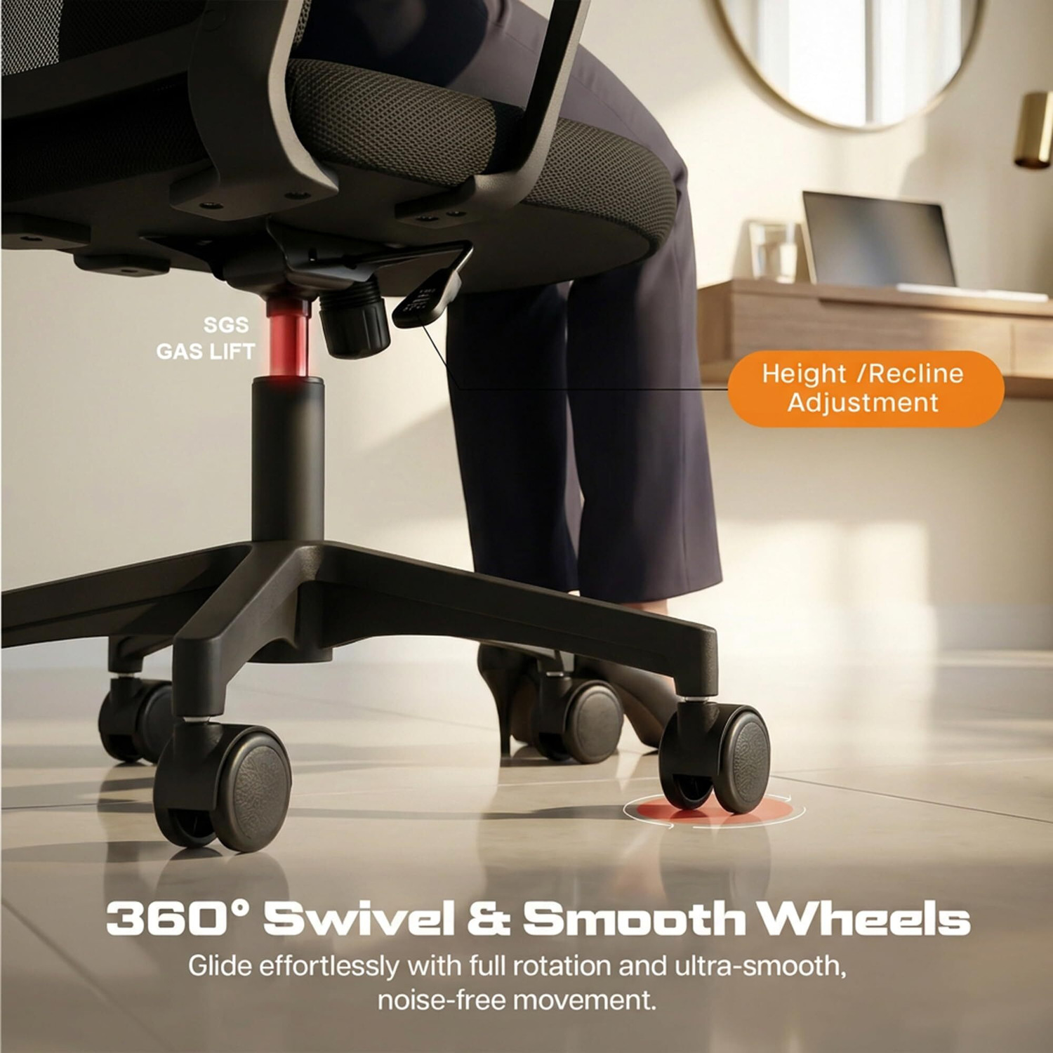 Image of Drogo Ergonomic Computer Office Chair for Work from Home, High Back Rocking Breathable Mesh Office Executive Chair