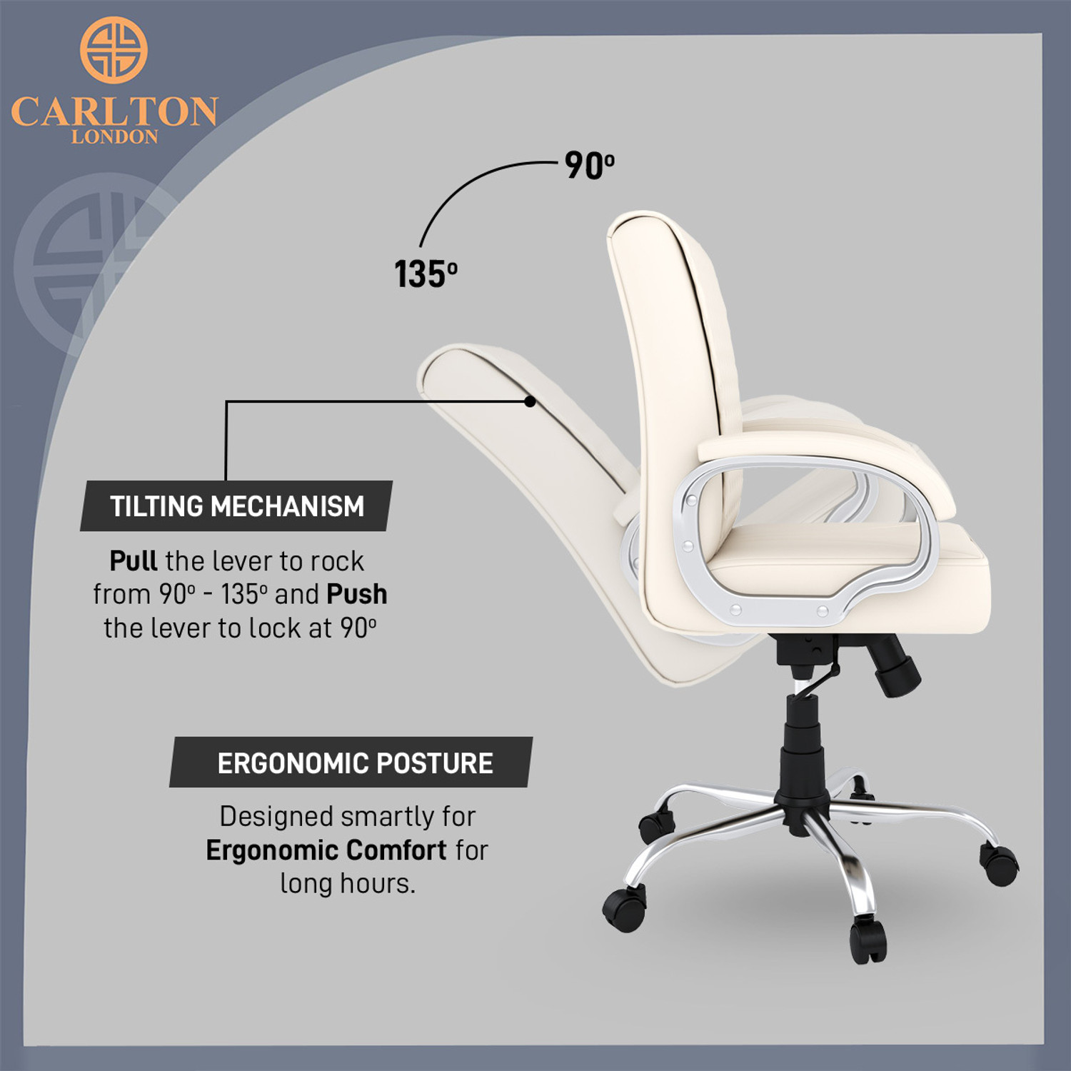 Image of CARLTON LONDON Pebble Leatherette Office Executive Chair