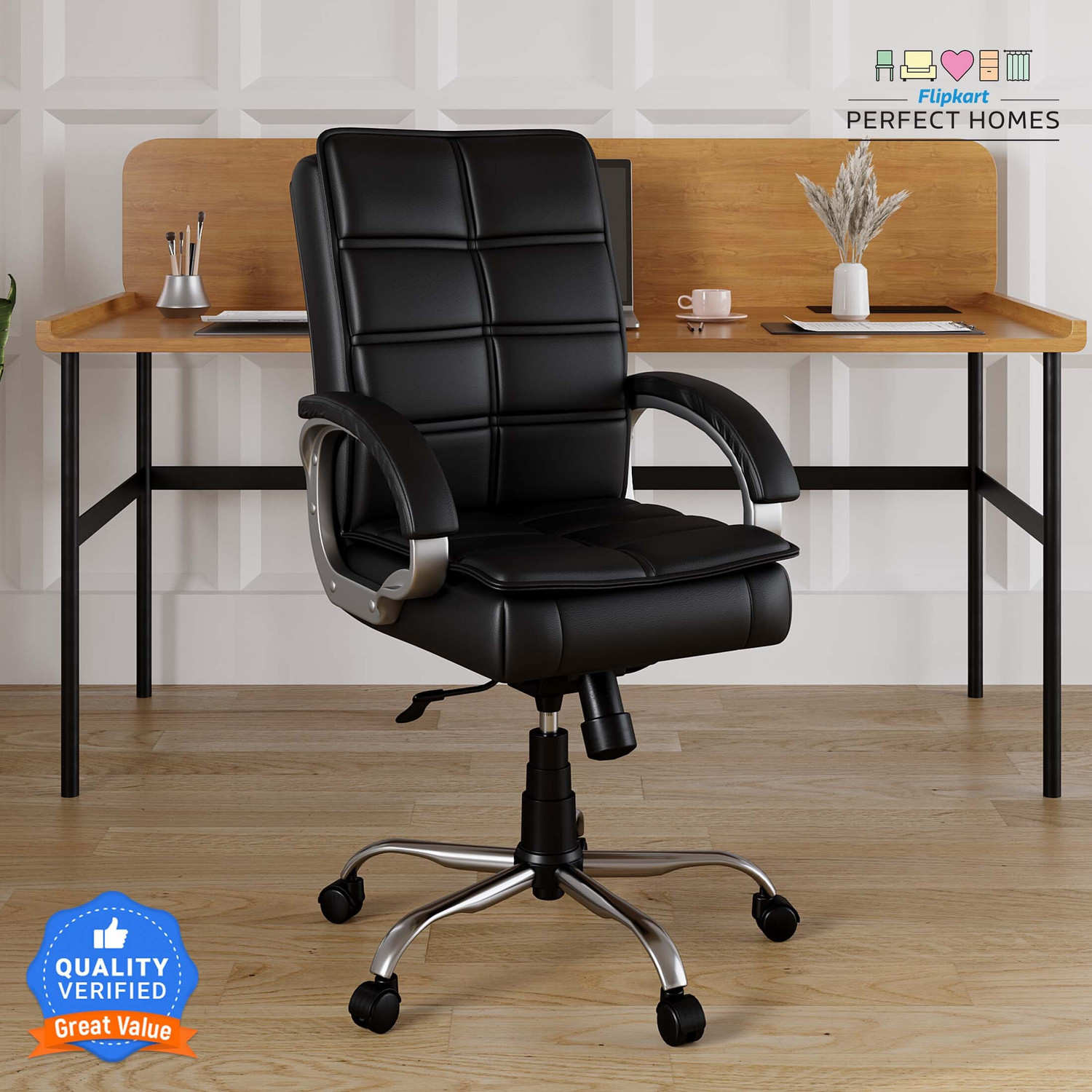 Image of Flipkart Perfect Homes LEO Leatherette Office Executive Chair