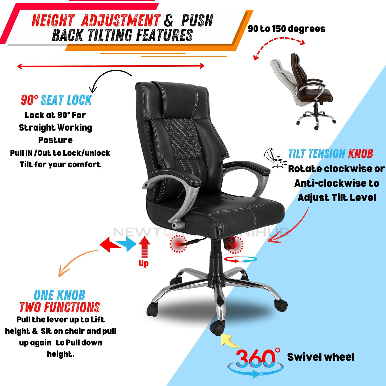 Image of CLASSELA premium leatherette ergonomic Boss revolving office chair with 2 years Warranty Leatherette Office Executive Chair