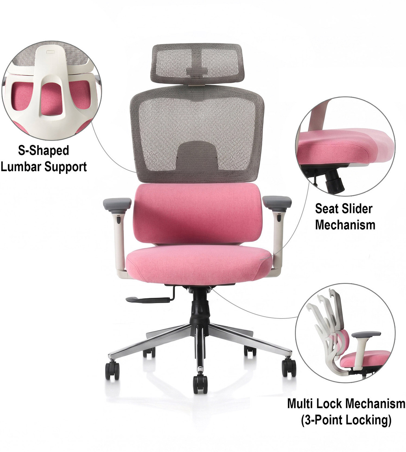 Image of Aasana By Pepperfry Sama Office Chair with 4D Armrests | Multi-lock | Lumbar Support Mesh Office Adjustable Arm Chair