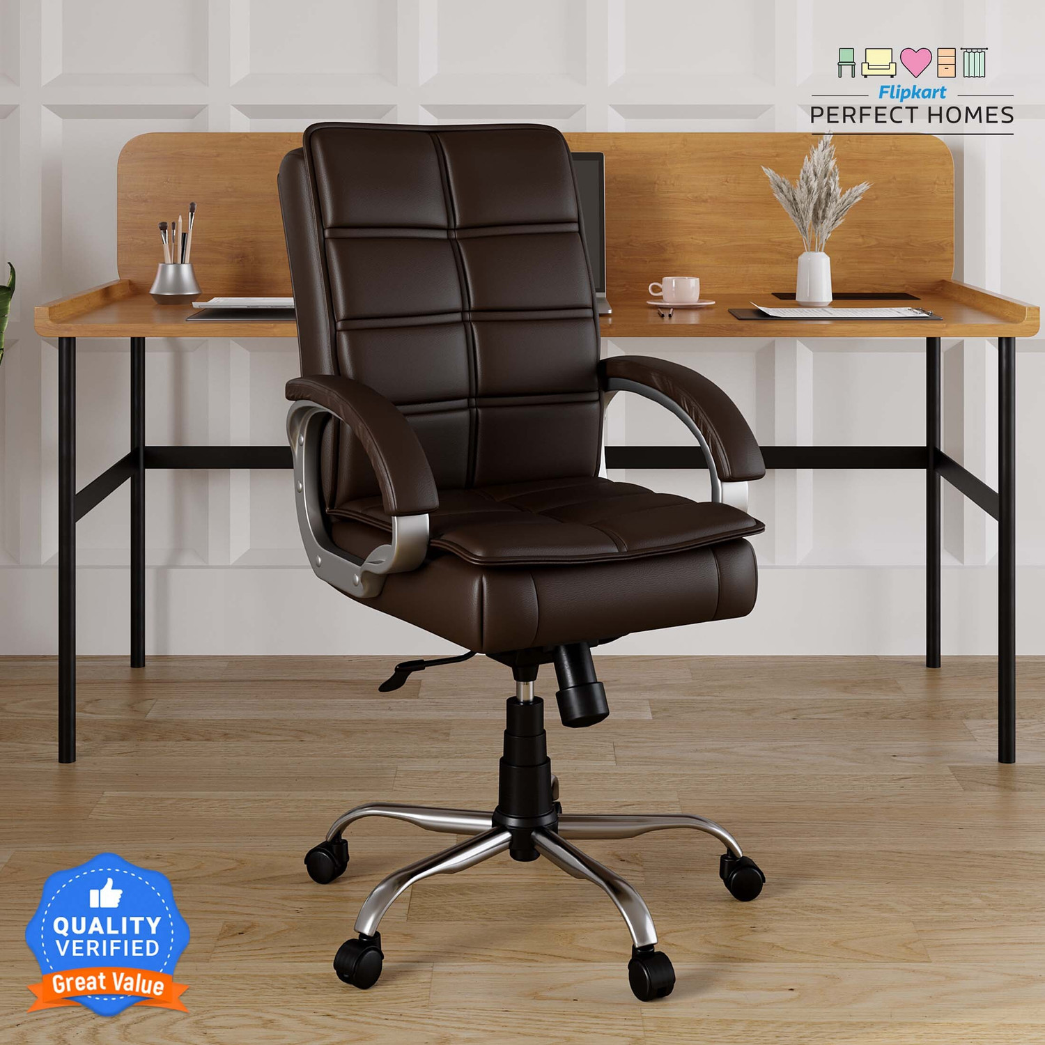 Image of Flipkart Perfect Homes LEO Leatherette Office Executive Chair