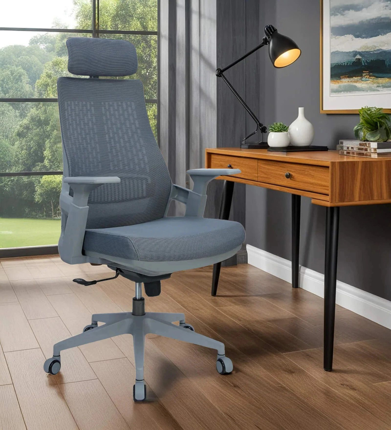 Image of Mintwud From Pepperfry Arisa High Back Ergonomic /Breathable Mesh Chair For Office /Home Nylon Office Arm Chair