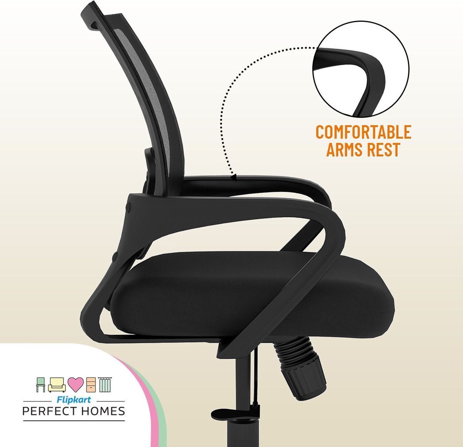 Image of Flipkart Perfect Homes Mid-Back Century Drafting Staff, Workstation, Desk Chair Mesh Office Executive Chair