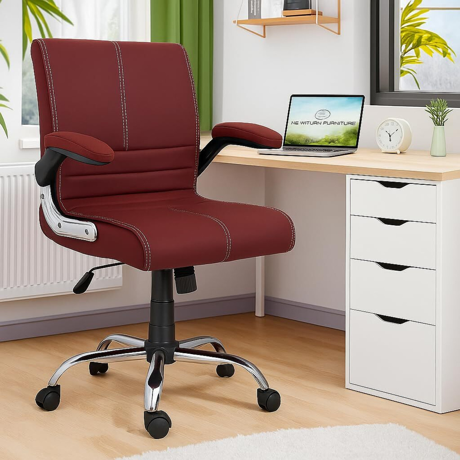 Image of Newturn Leather Office Adjustable Arm Chair