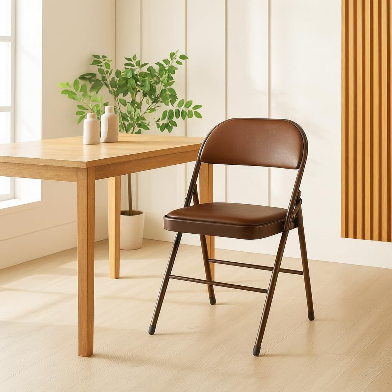 Image of DPI Metal Folding Chair Upholstered Leatherette for Space-Saving Design for home Cotton Study Folding Chair