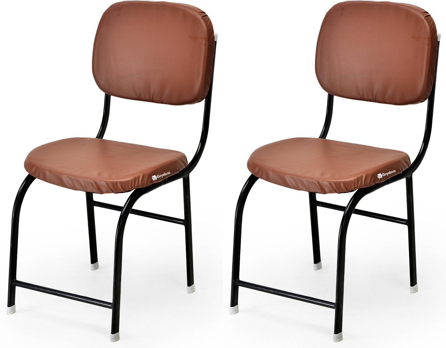 Image of RATISON Office Visitor Study Chair Without arm Rest with Iron Frame (Brown) Leatherette Office Visitor Chair