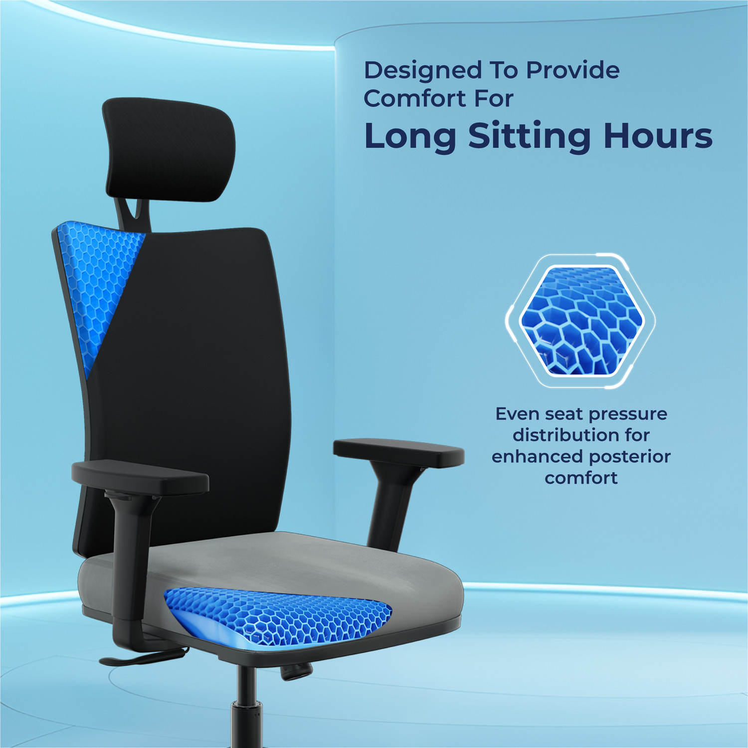 Image of The Sleep Company Onyx SmartGRID Premium Orthopedic High-Back Desk Chair for Office & Home Nylon Office Executive Chair