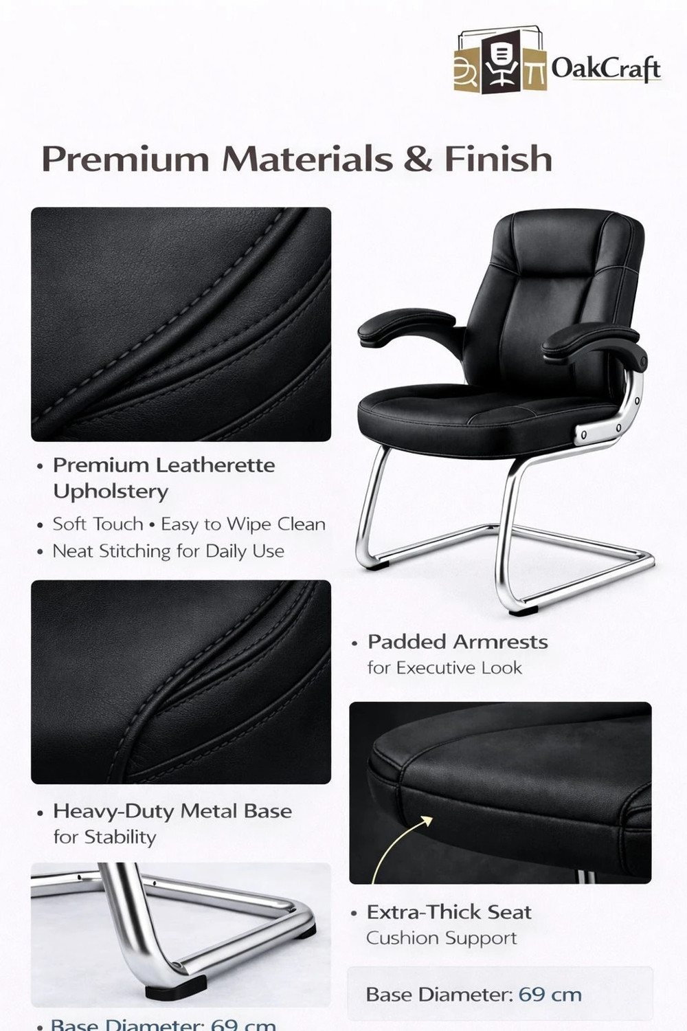 Image of Oakcraft 01 Visitor Leatherette Office Executive Chair