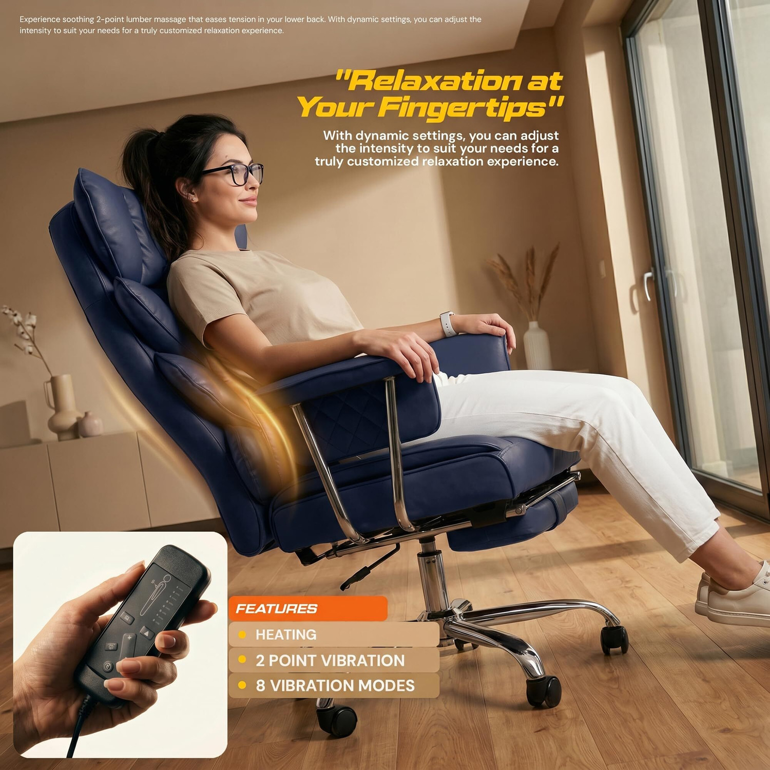 Image of Drogo Monarch-X Massage Computer Office Chair with PU Leather & 150Reclining Leather Office Executive Chair