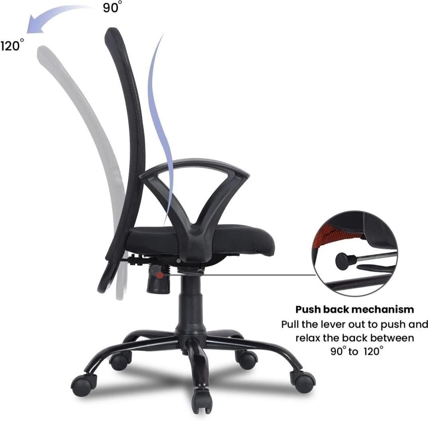 Image of MG traders MG MODERN ADJUSTABLE OFFICE /STUDY CHAIR WITH MESH SUPPORT Mesh Office Adjustable Arm Chair